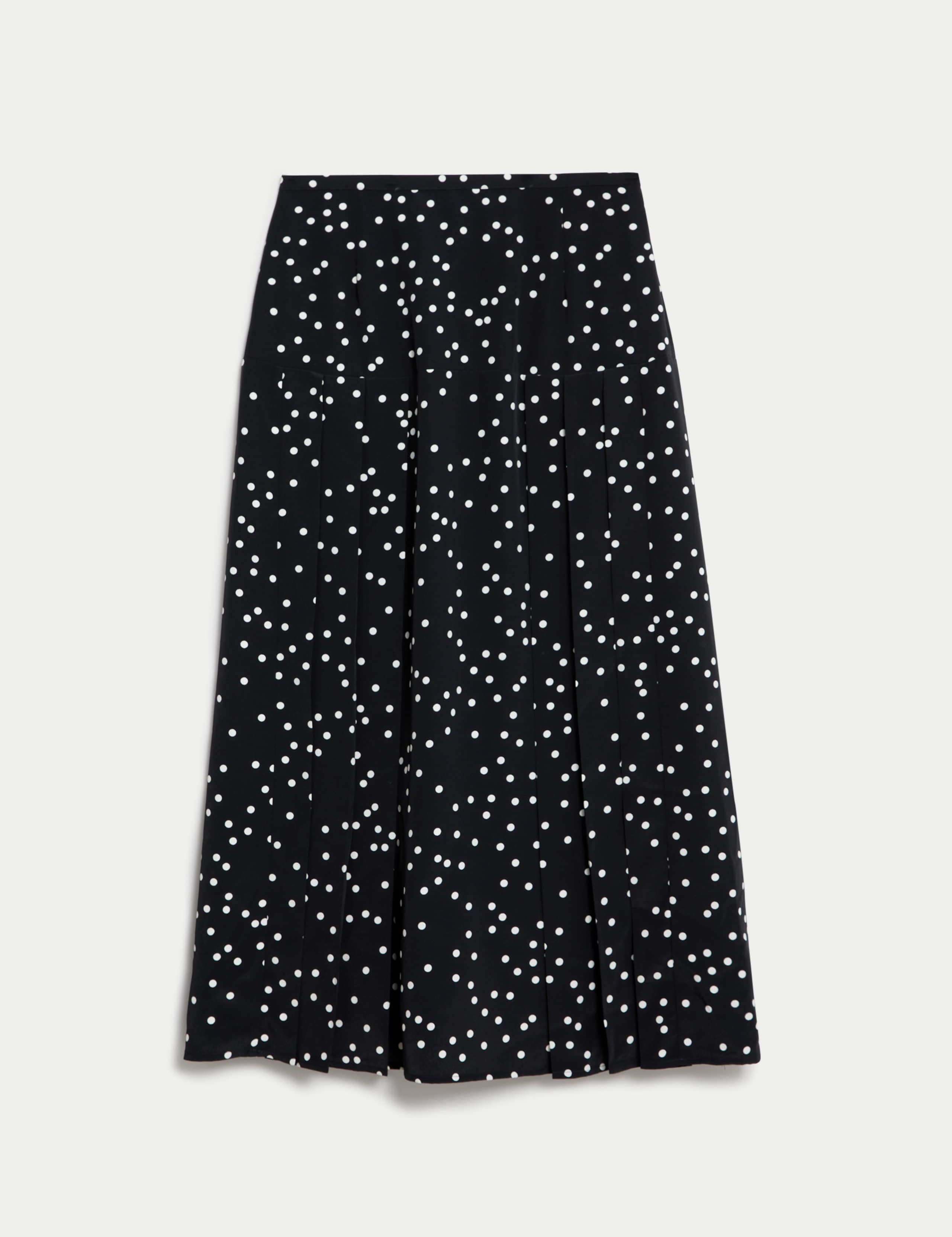 Polka Dot Pleated Midaxi Skirt