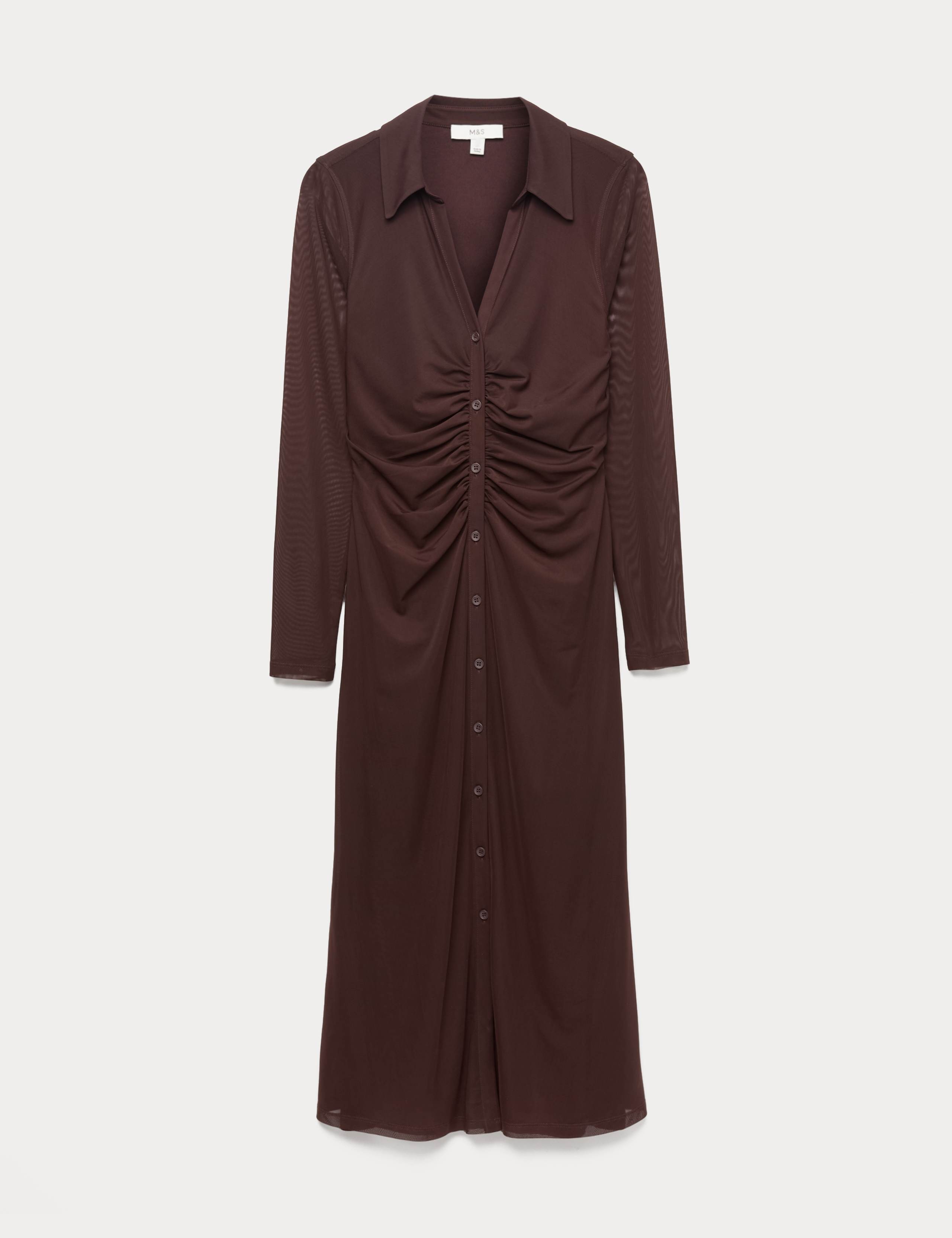 Mesh Jersey Midi Shirt Dress