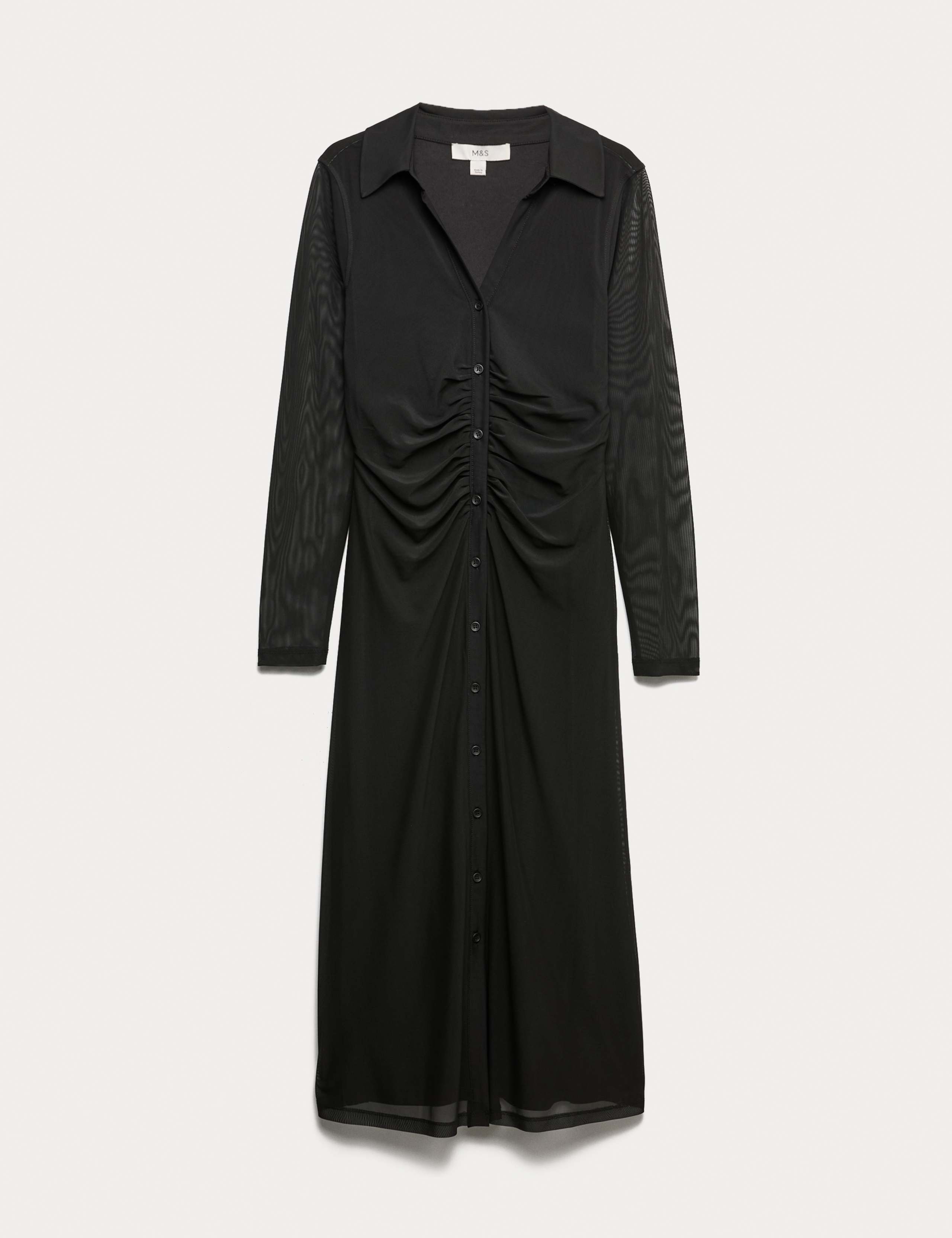 Mesh Jersey Midi Shirt Dress