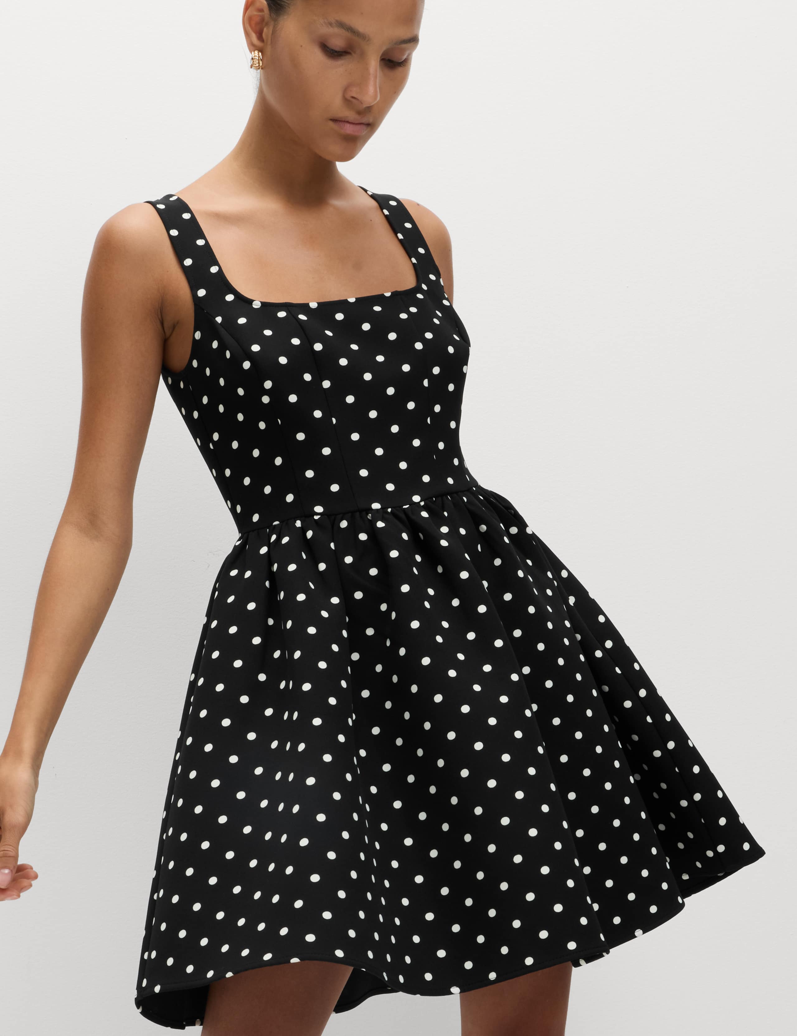 Square Neck Mini Waisted Dress