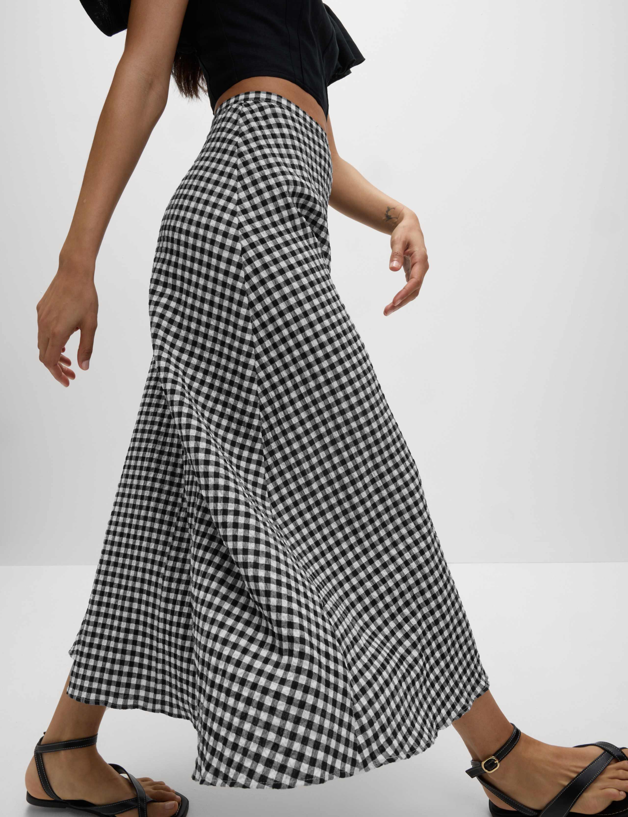 Cotton Rich Gingham Midaxi A-Line Skirt