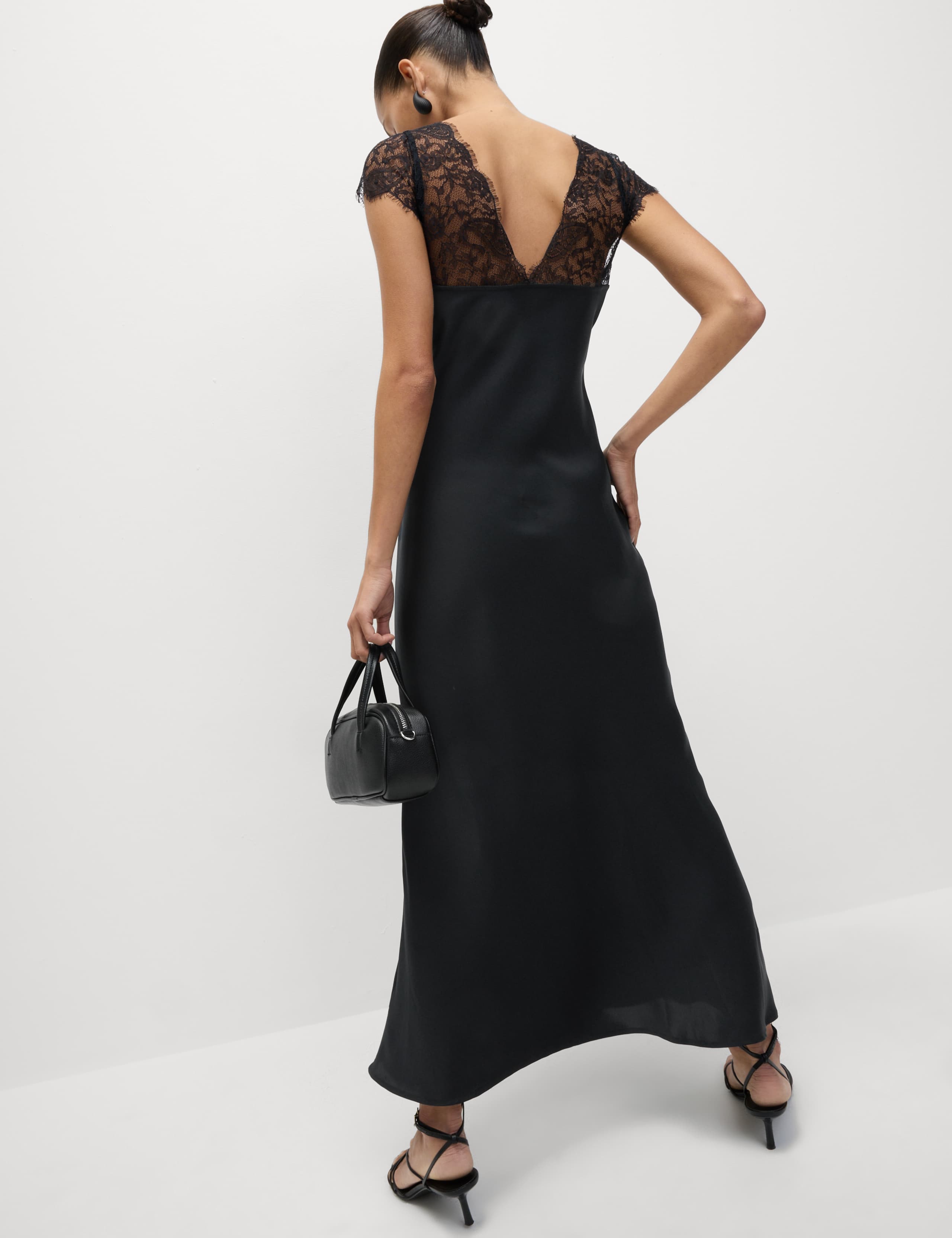 Lace V-Neck Midi Slip Dress