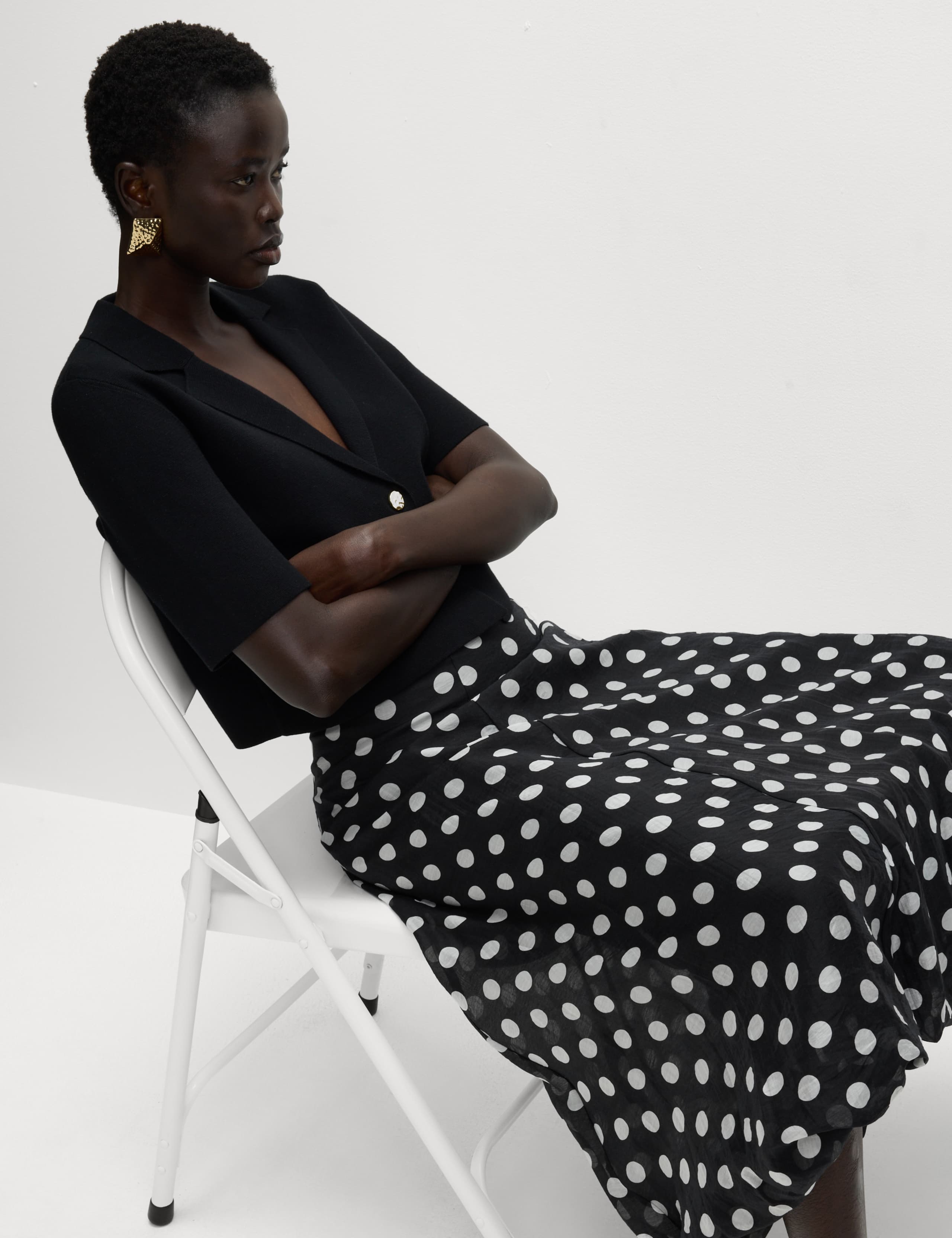 Lyocell Rich Polka Dot Midaxi A-Line Skirt