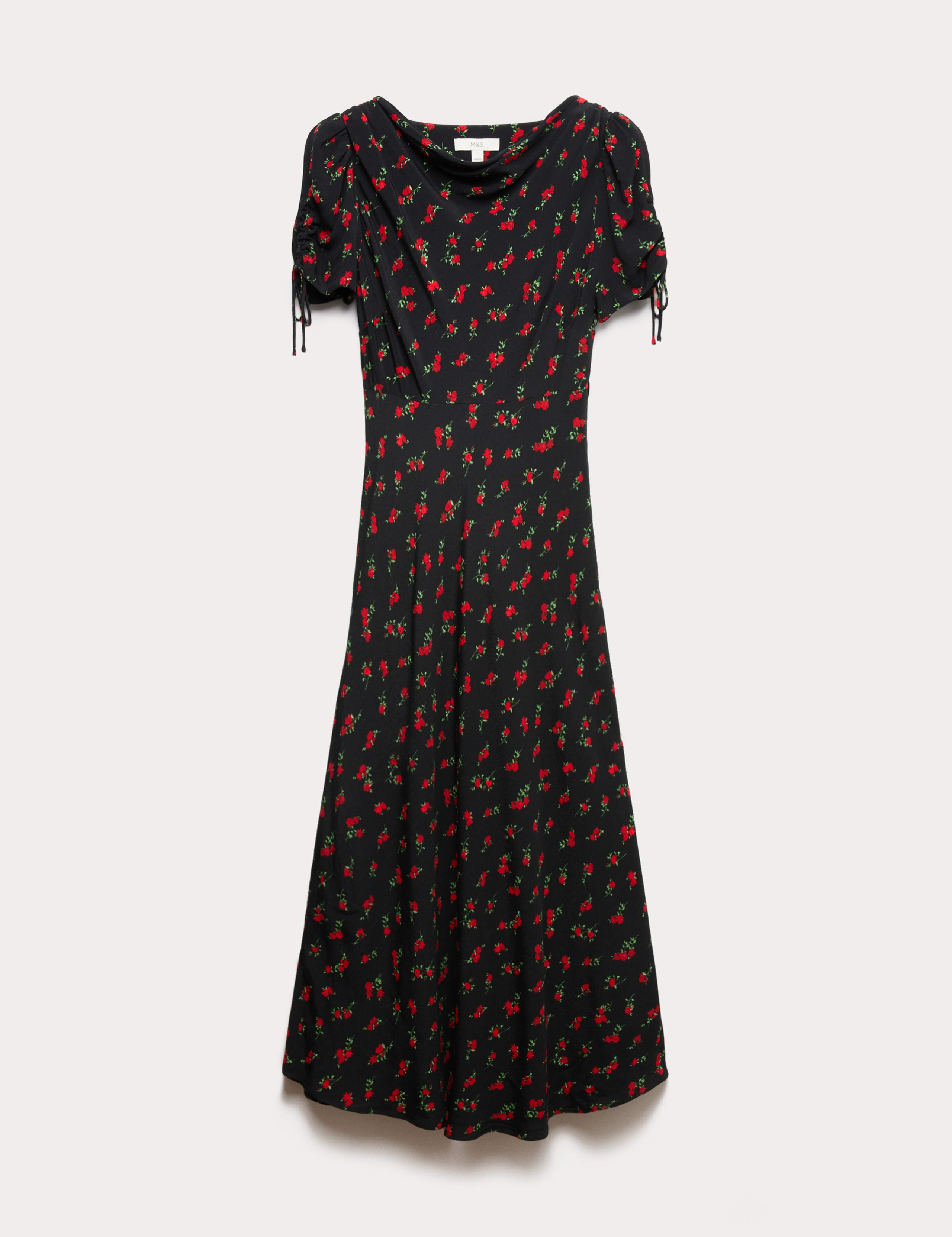 Animal Print Ruched Sleeve Midaxi Dress