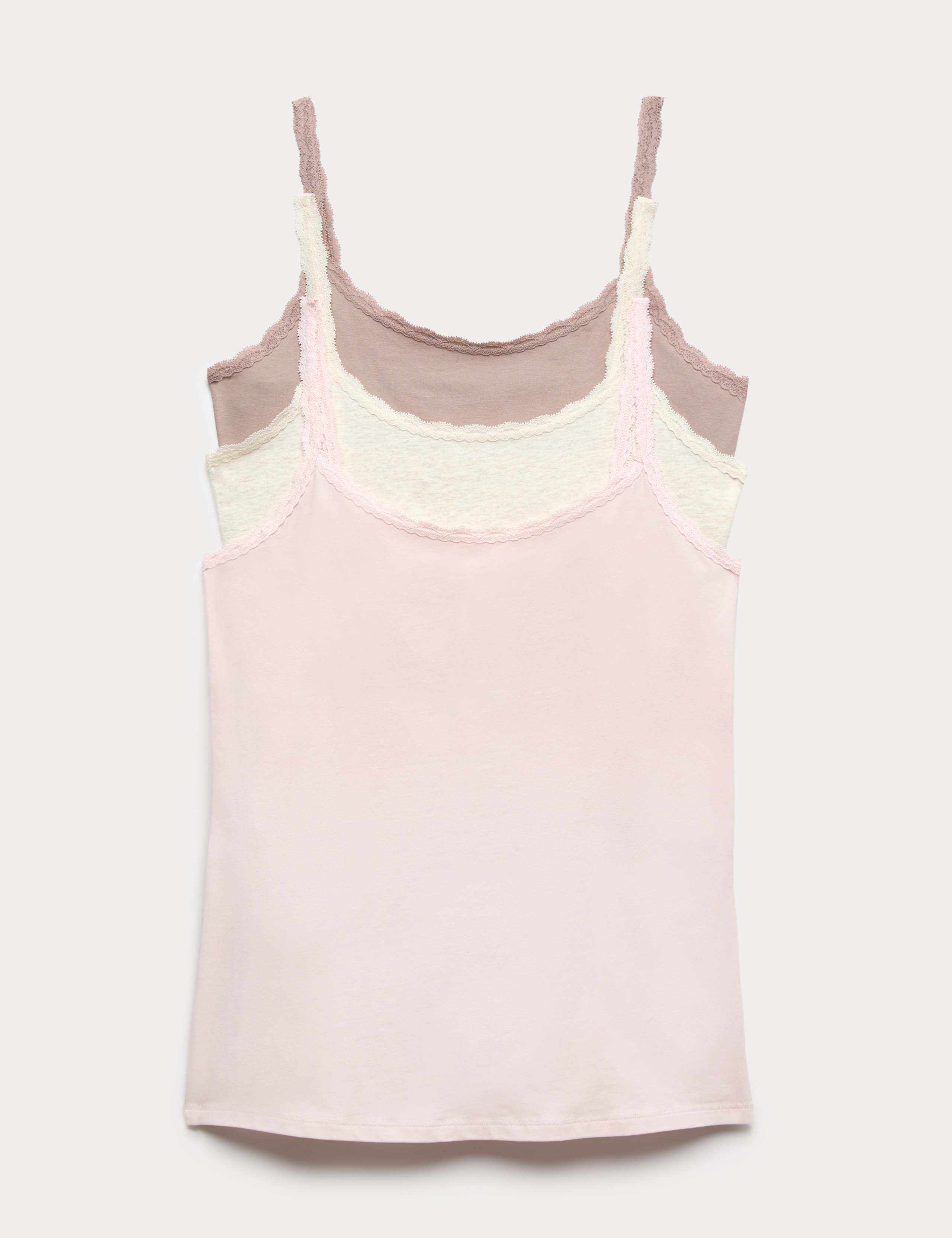 3pk Cotton Rich Lace Trim Vests