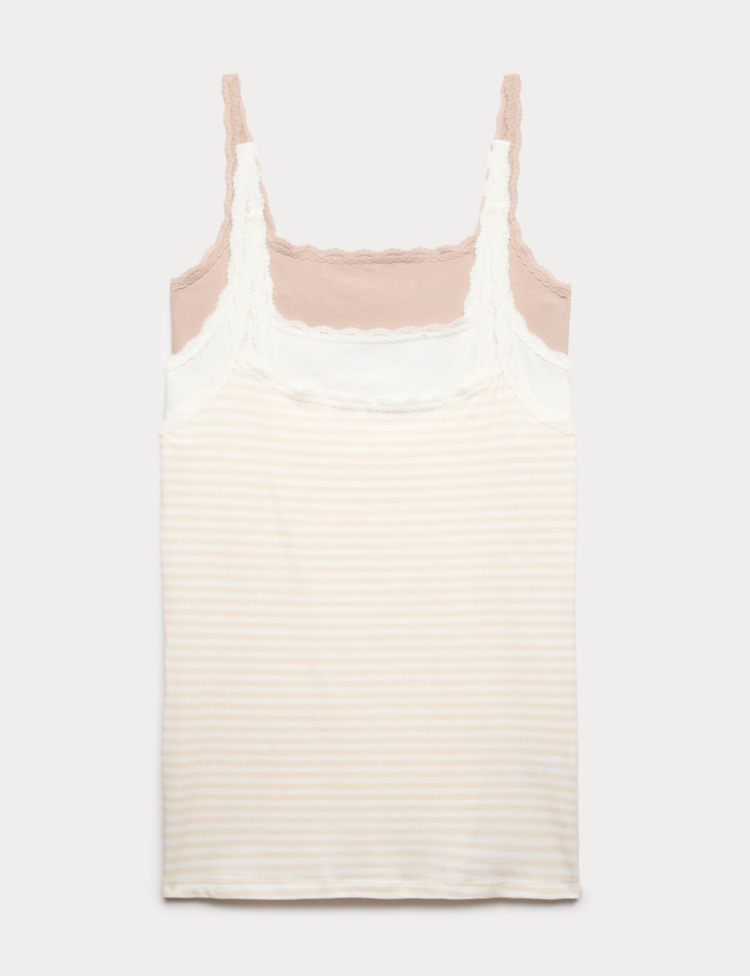 3pk Cotton Rich Lace Trim Vests