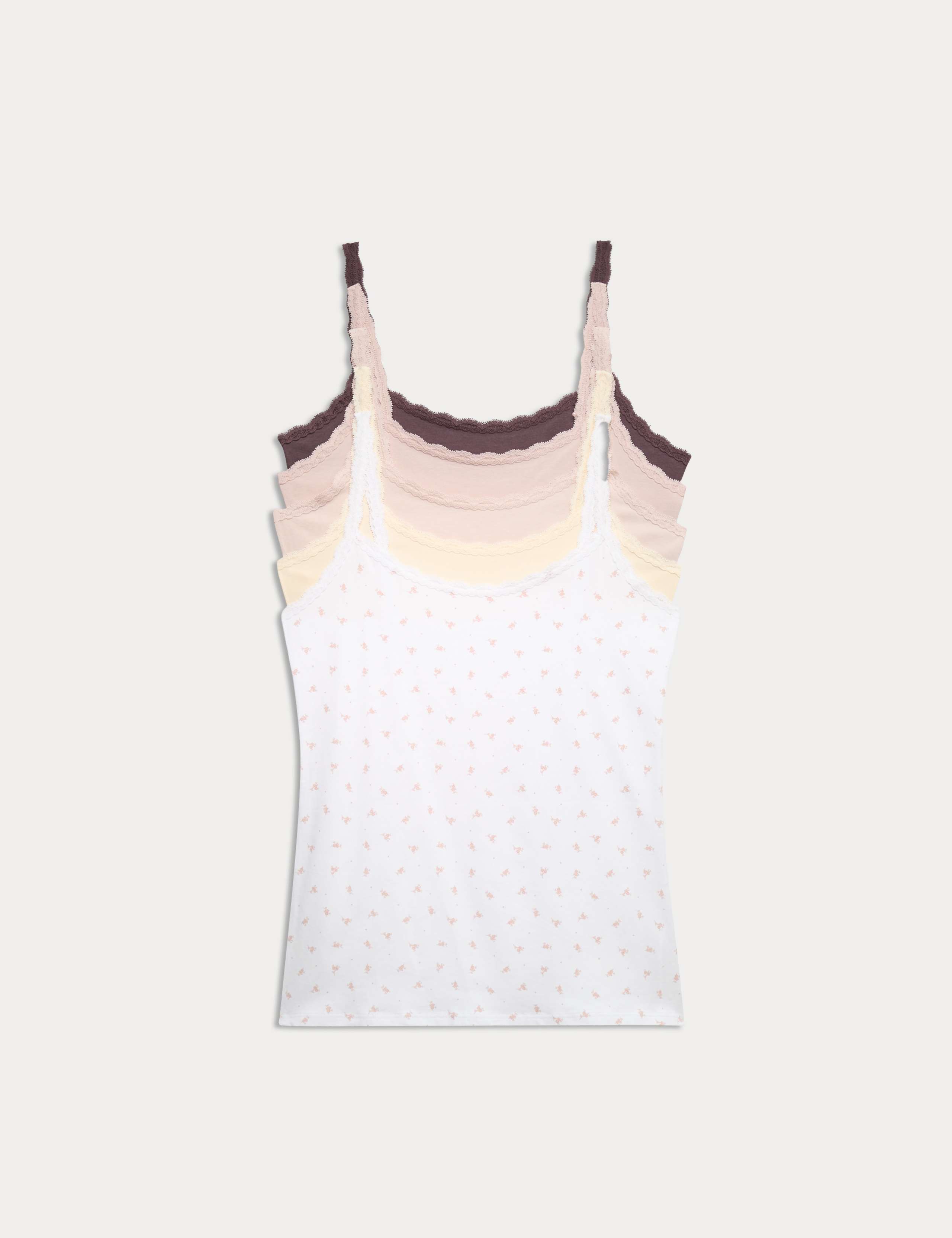 5 Pack Cotton Rich Lace Trim Vests