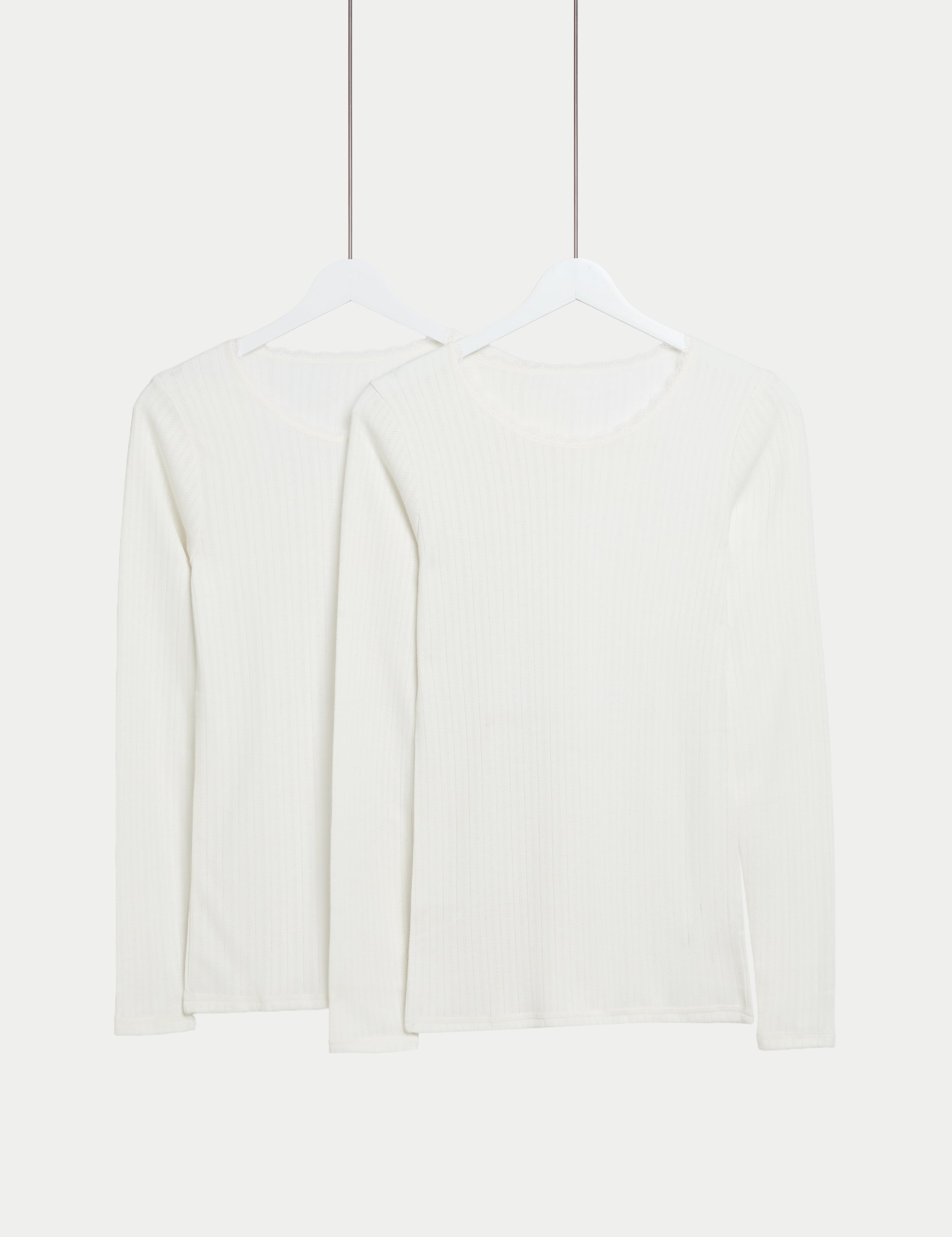 2pk Pointelle Thermal Long Sleeve Tops
