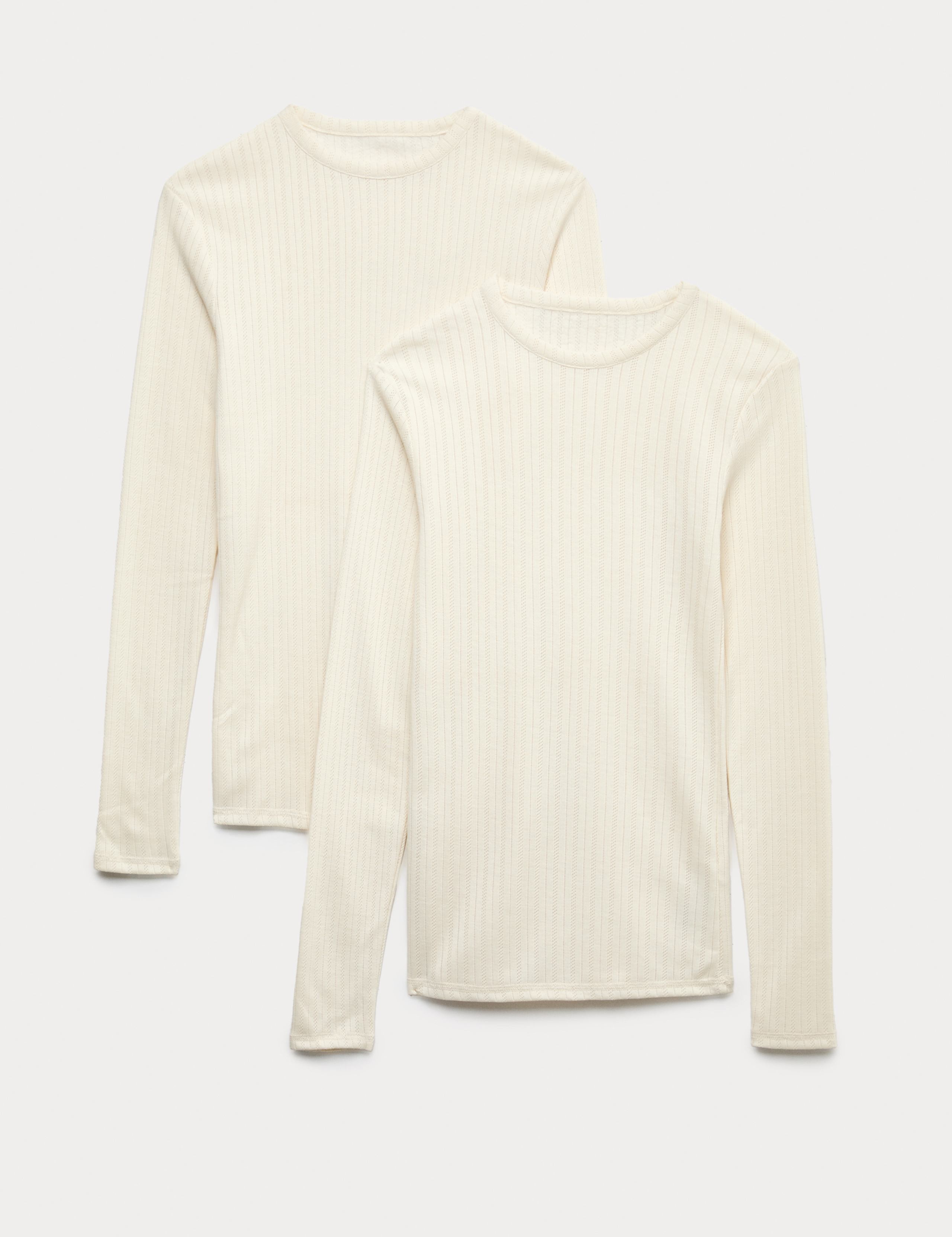 2pk Pointelle Crew Neck Long Sleeve Tops