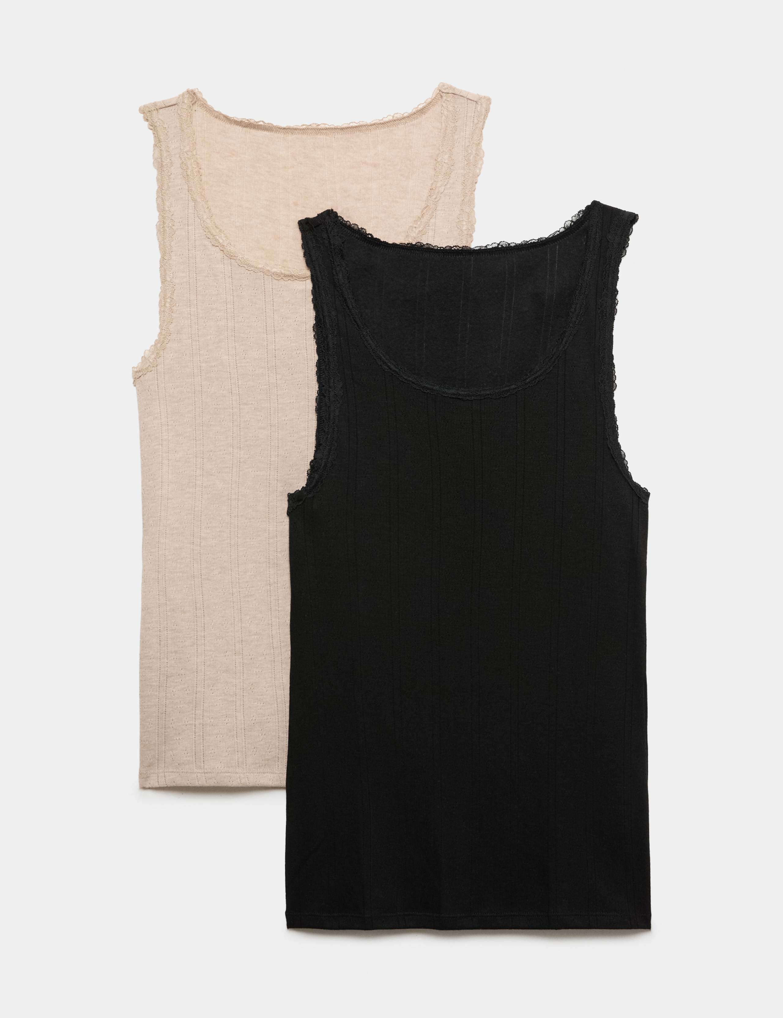 2 Pack Thermal Pointelle Built Up Shoulder Vest