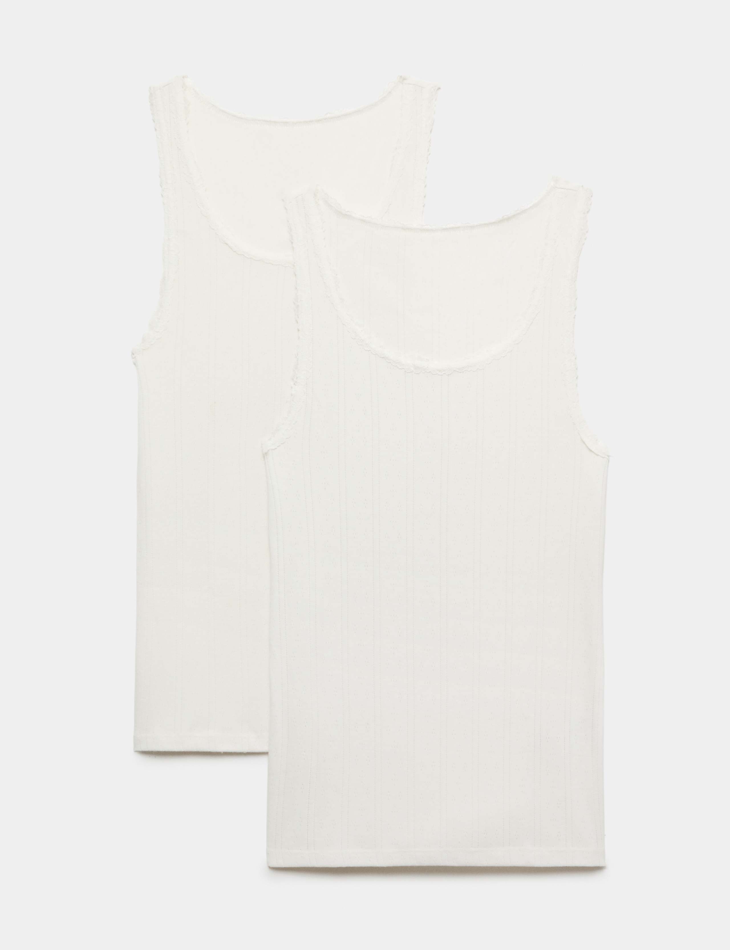 2 Pack Thermal Pointelle Built Up Shoulder Vest