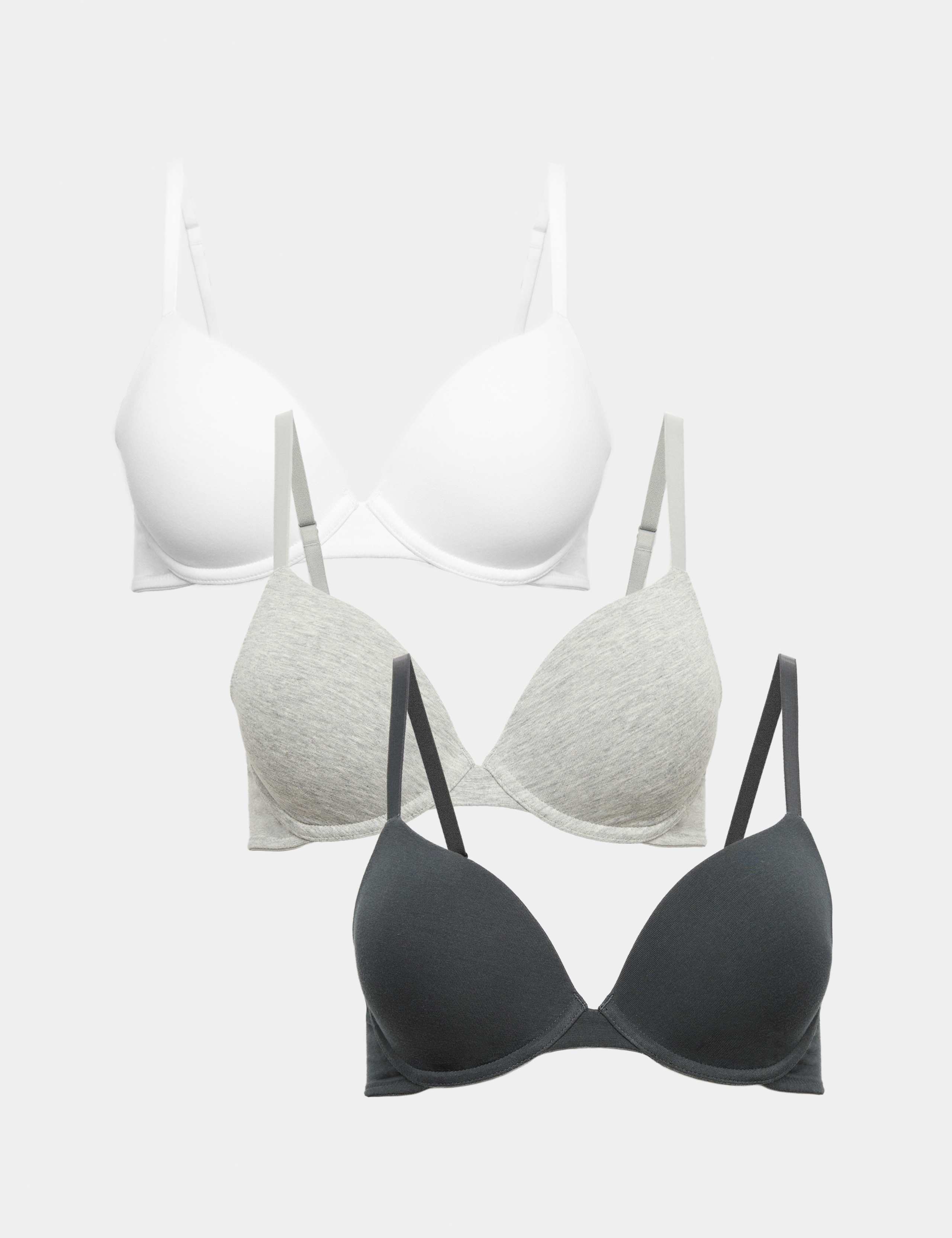 3pk Wired Plunge T-Shirt Bras A-E