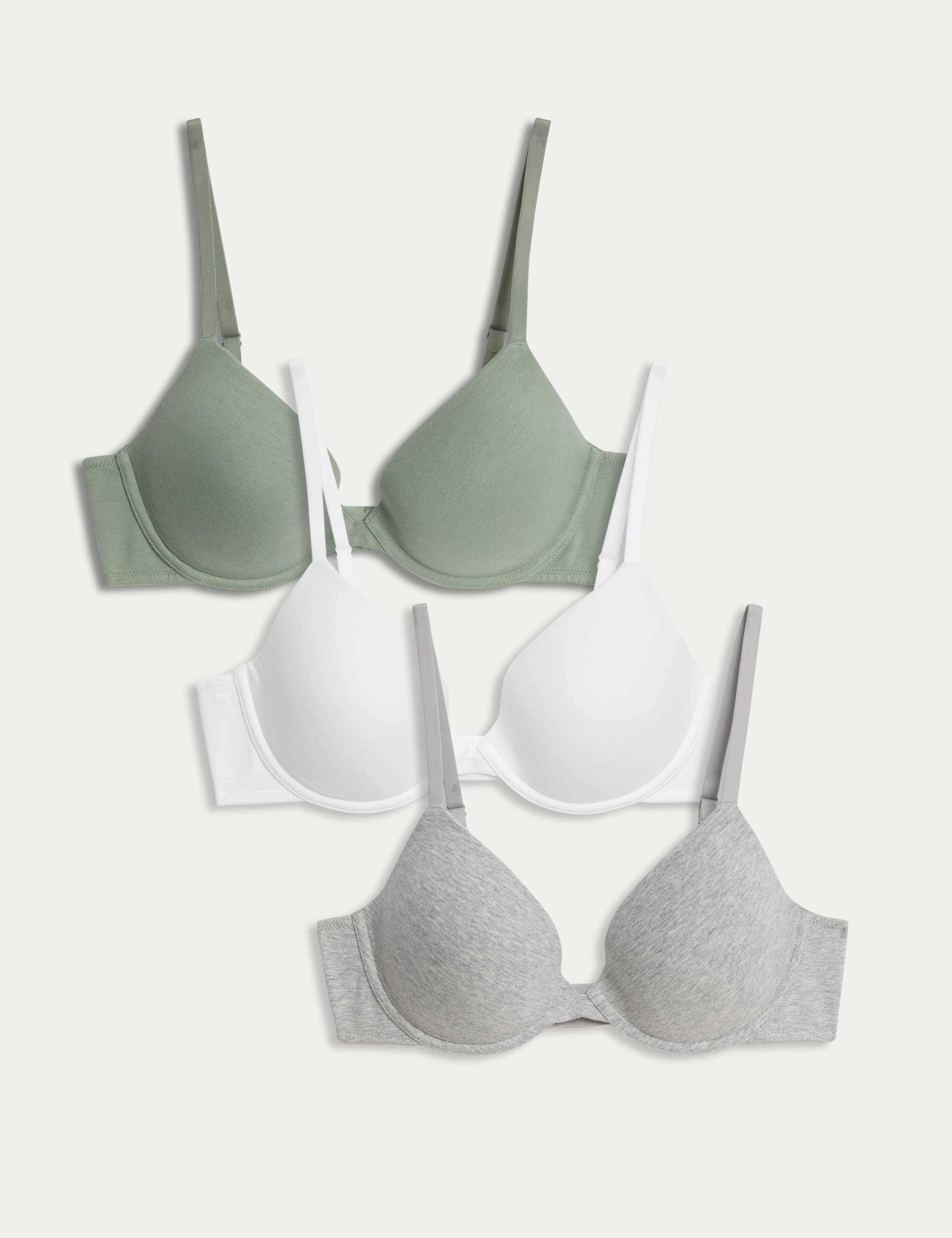 3pk Wired Plunge T-Shirt Bras A-E