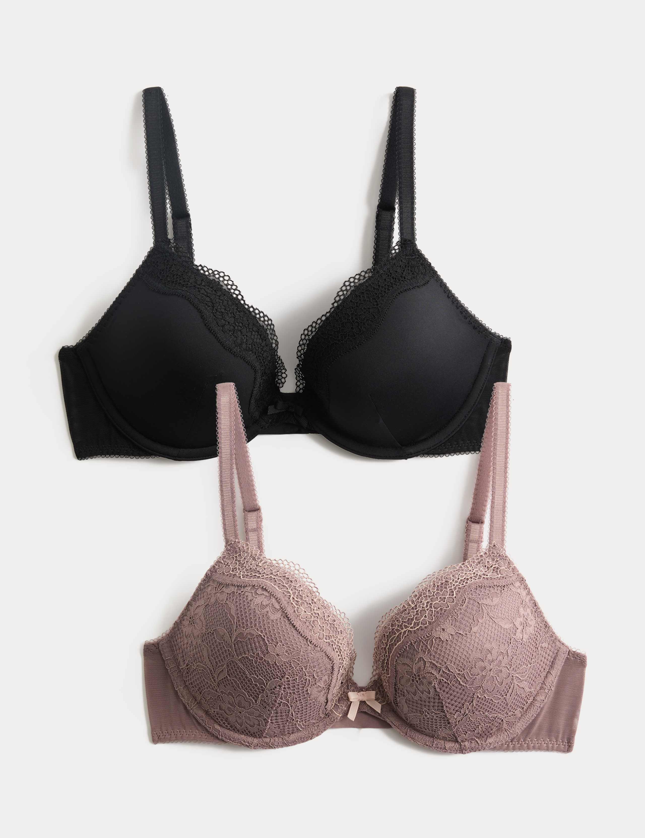 2 Pack Jasmine Lace Wired Plunge Bras (A-E)