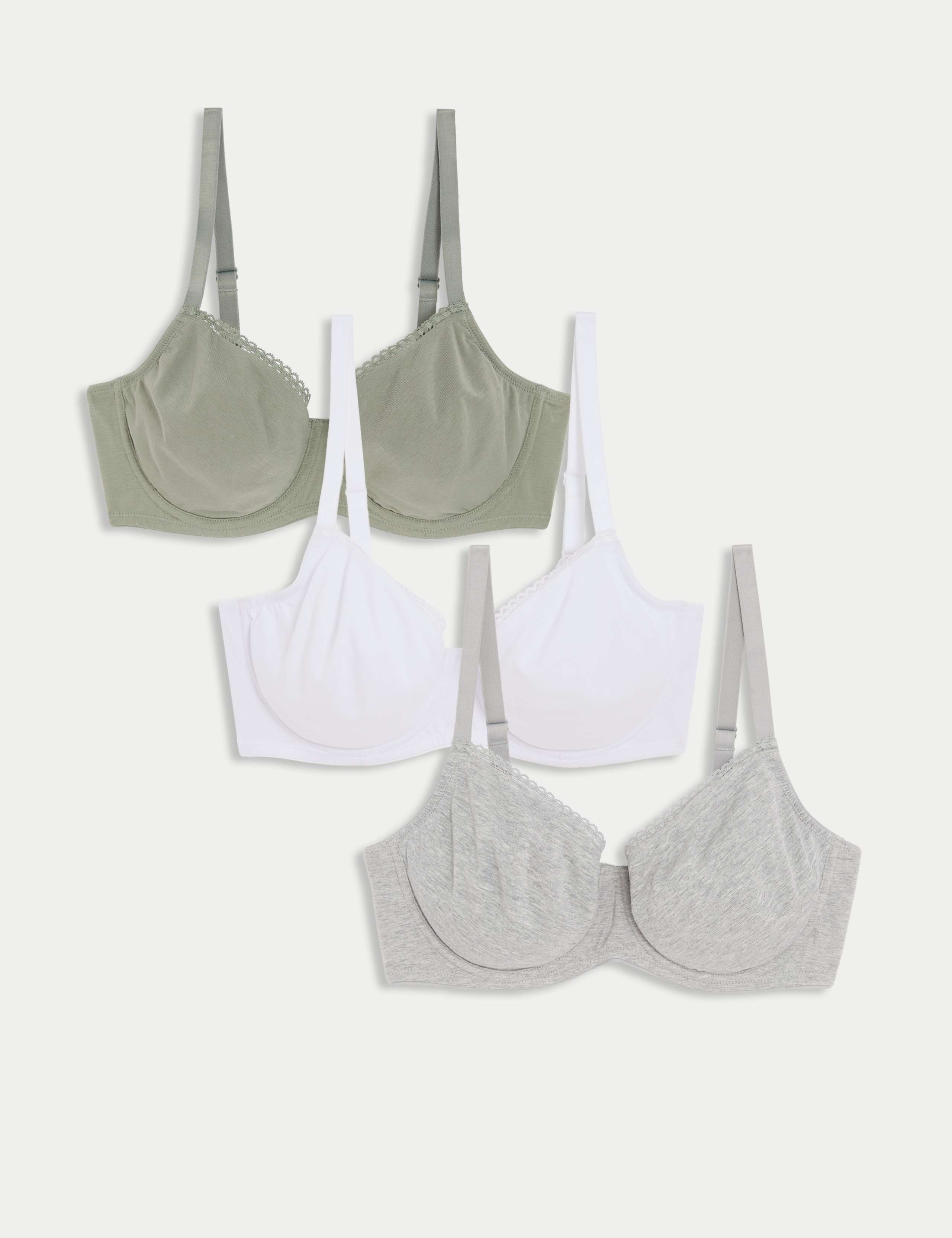 3pk Cotton Rich Wired Full Cup Bra A-E