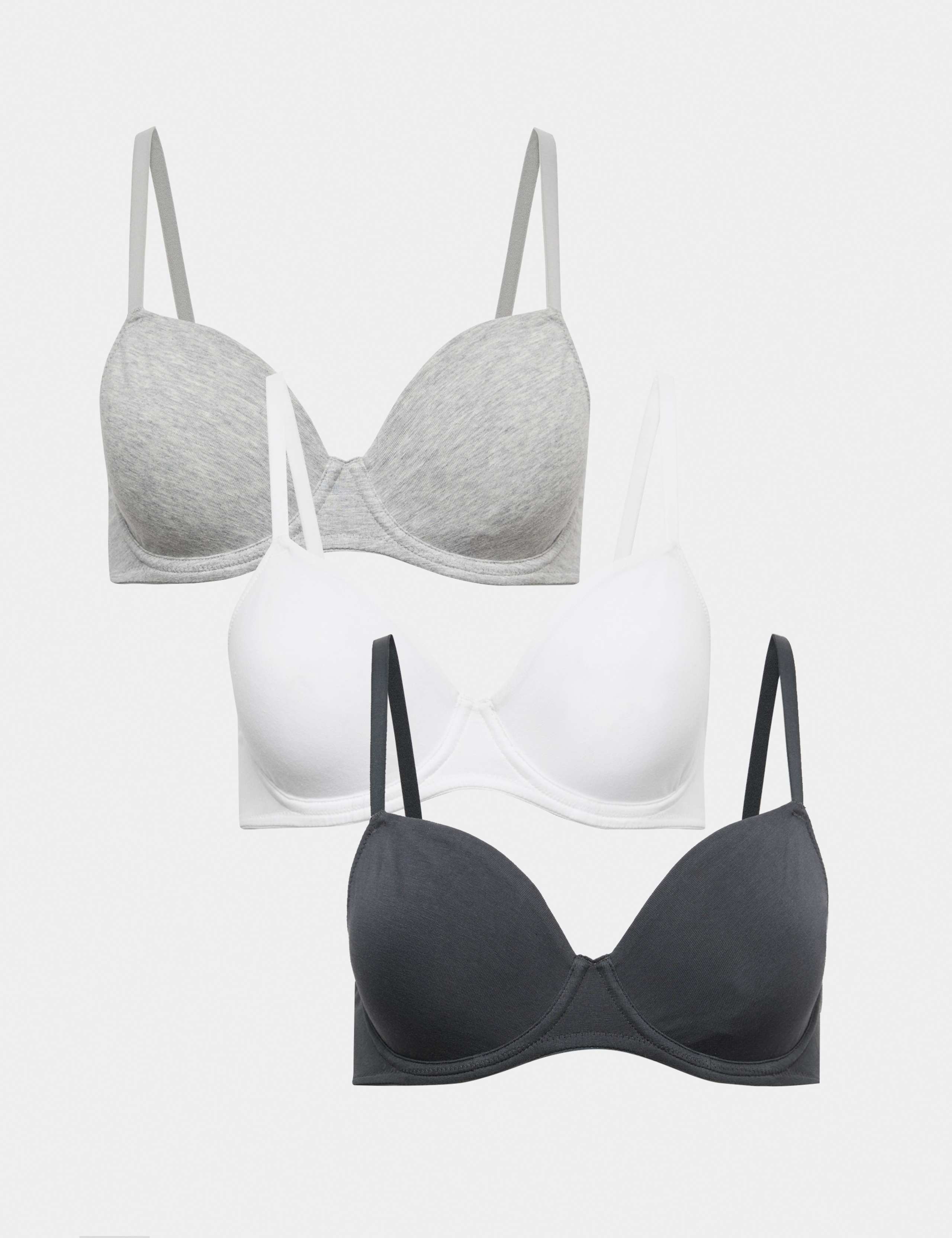 3 Pack Cotton Rich Wired Full Cup Bras A-E