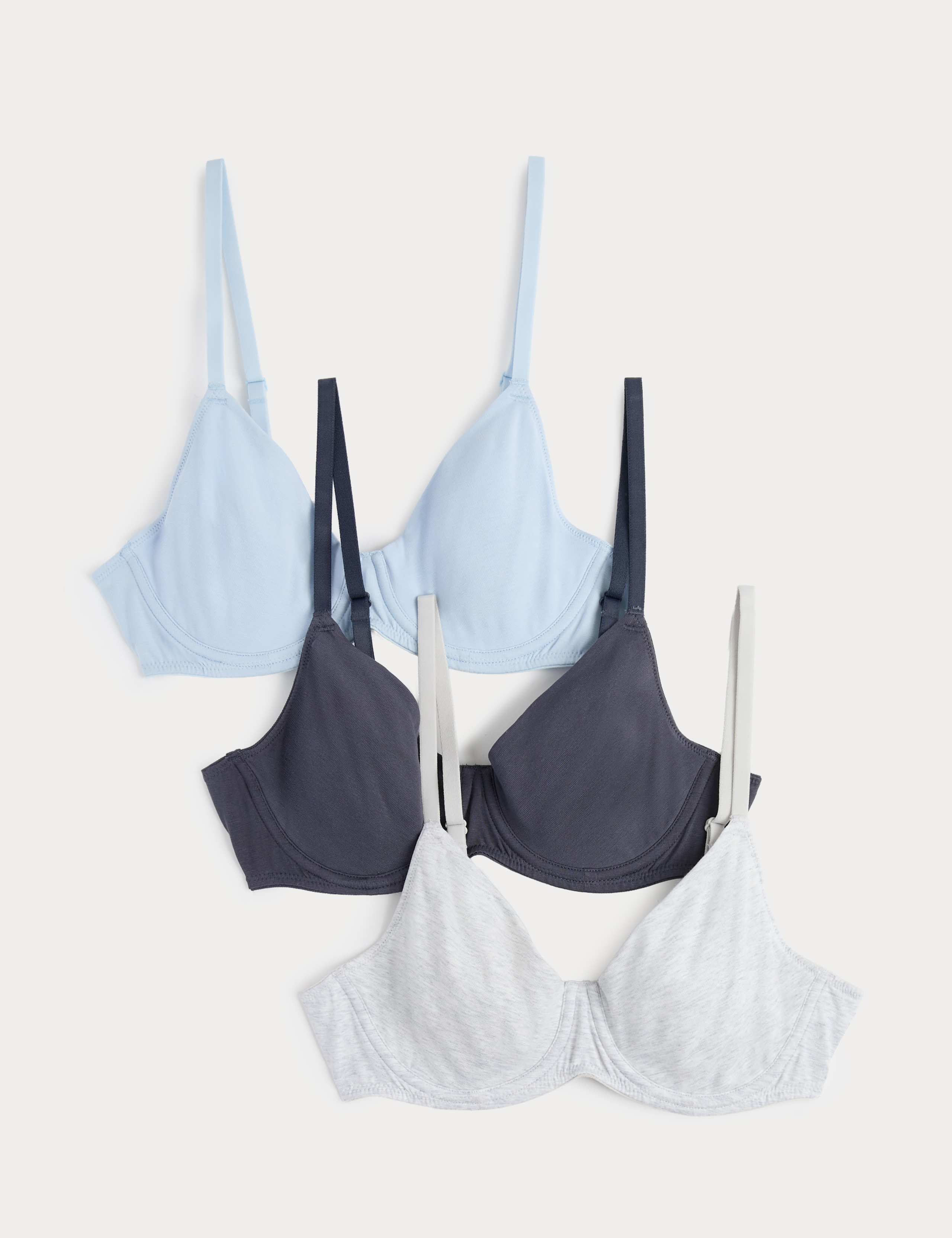 3 Pack Cotton Rich Wired Full Cup Bras (A-E)