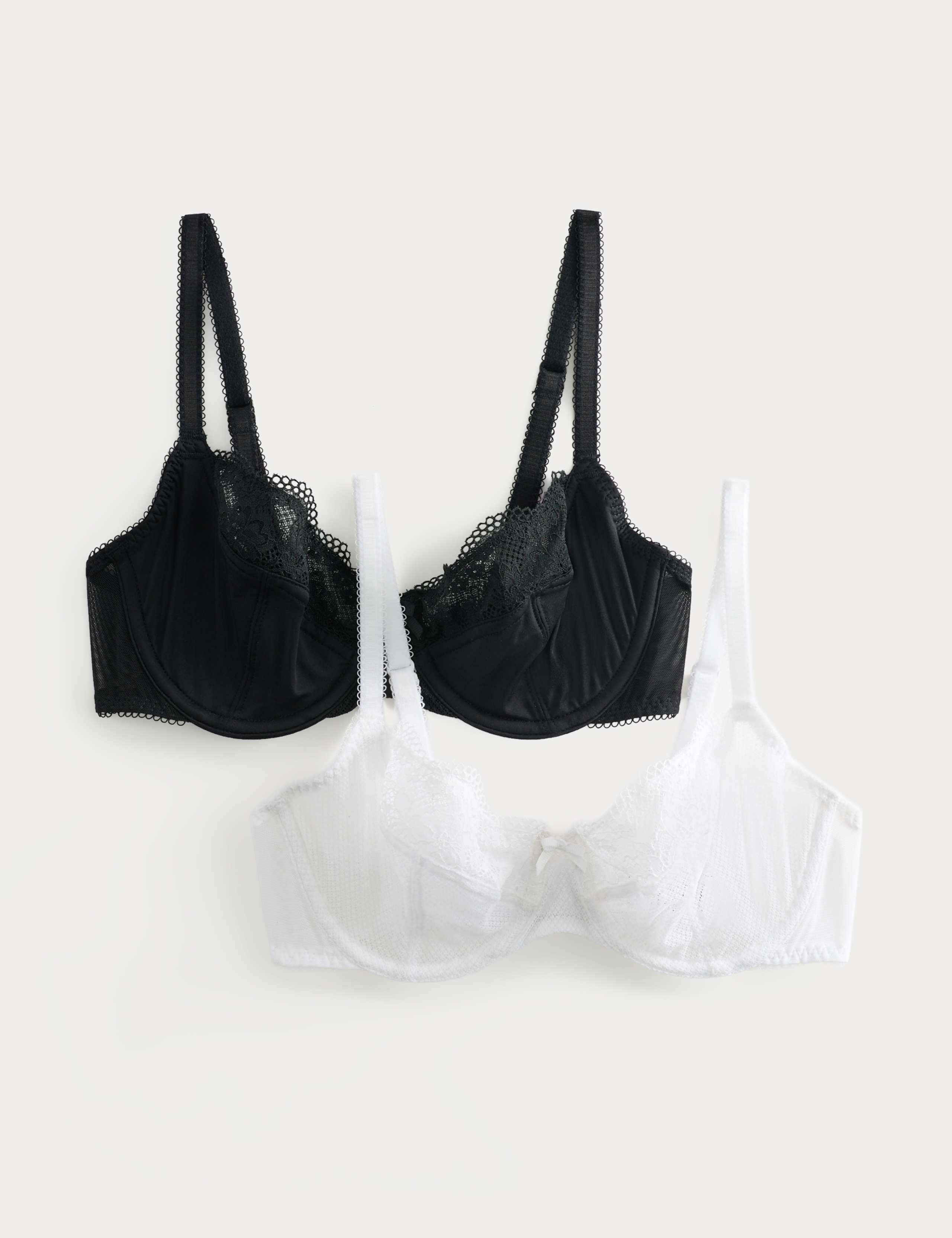 2 Pack Jasmine Lace Wired Balcony Bras (A-E)