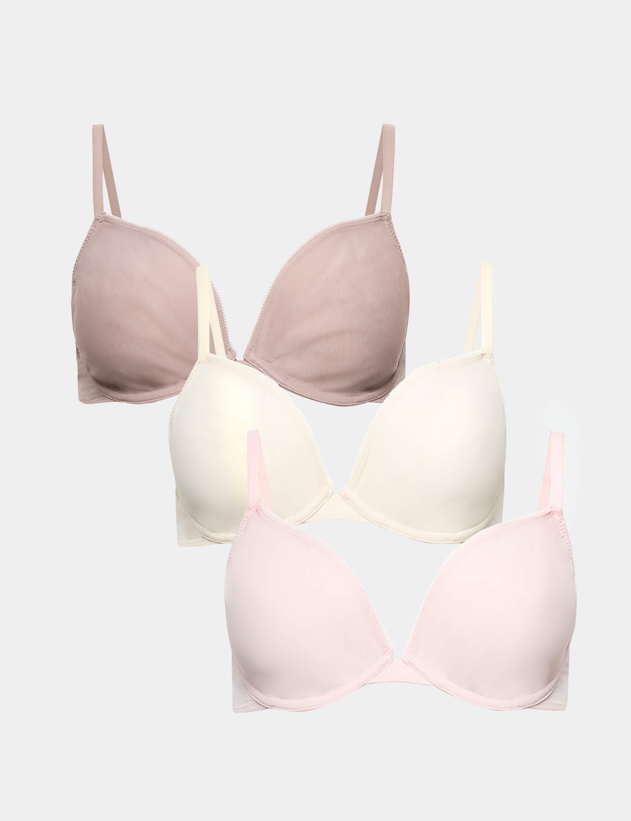3 Pack Wired Plunge Bras (A-E)