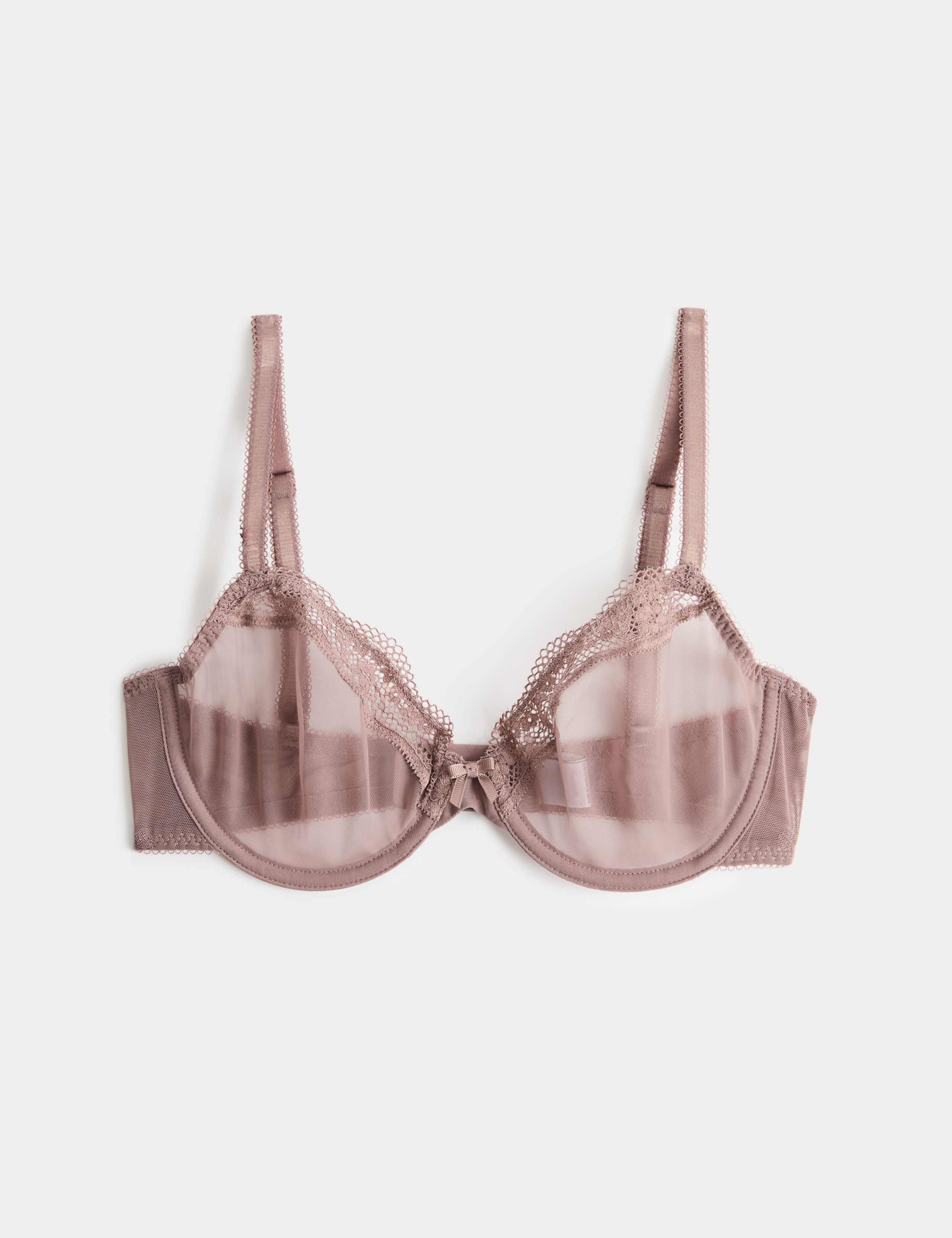 Jasmine Lace Sheer Wired Demi Cup Bra Set A-E 1 of 6