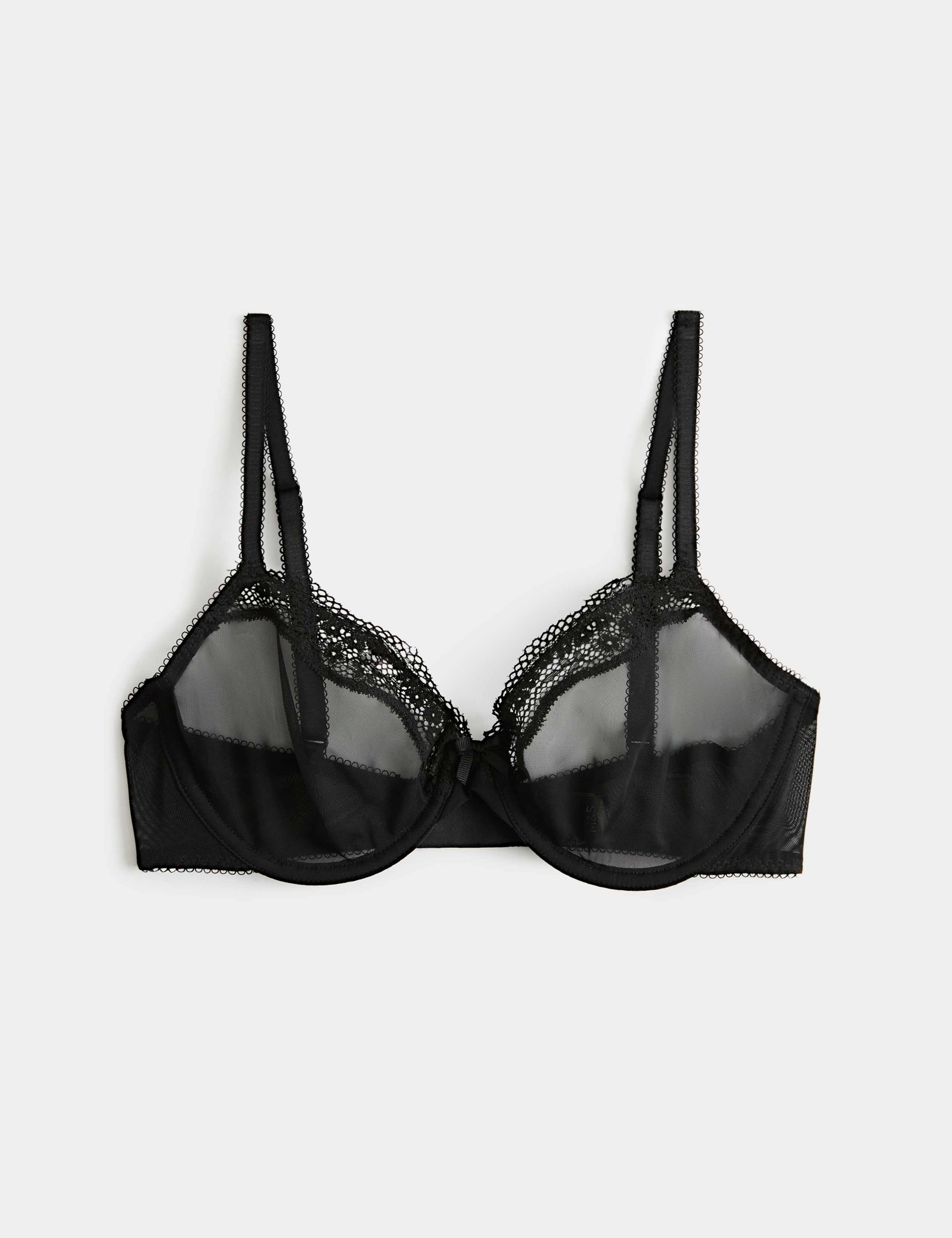 Jasmine Lace Sheer Wired Demi Cup Bra Set A-E 1 of 6