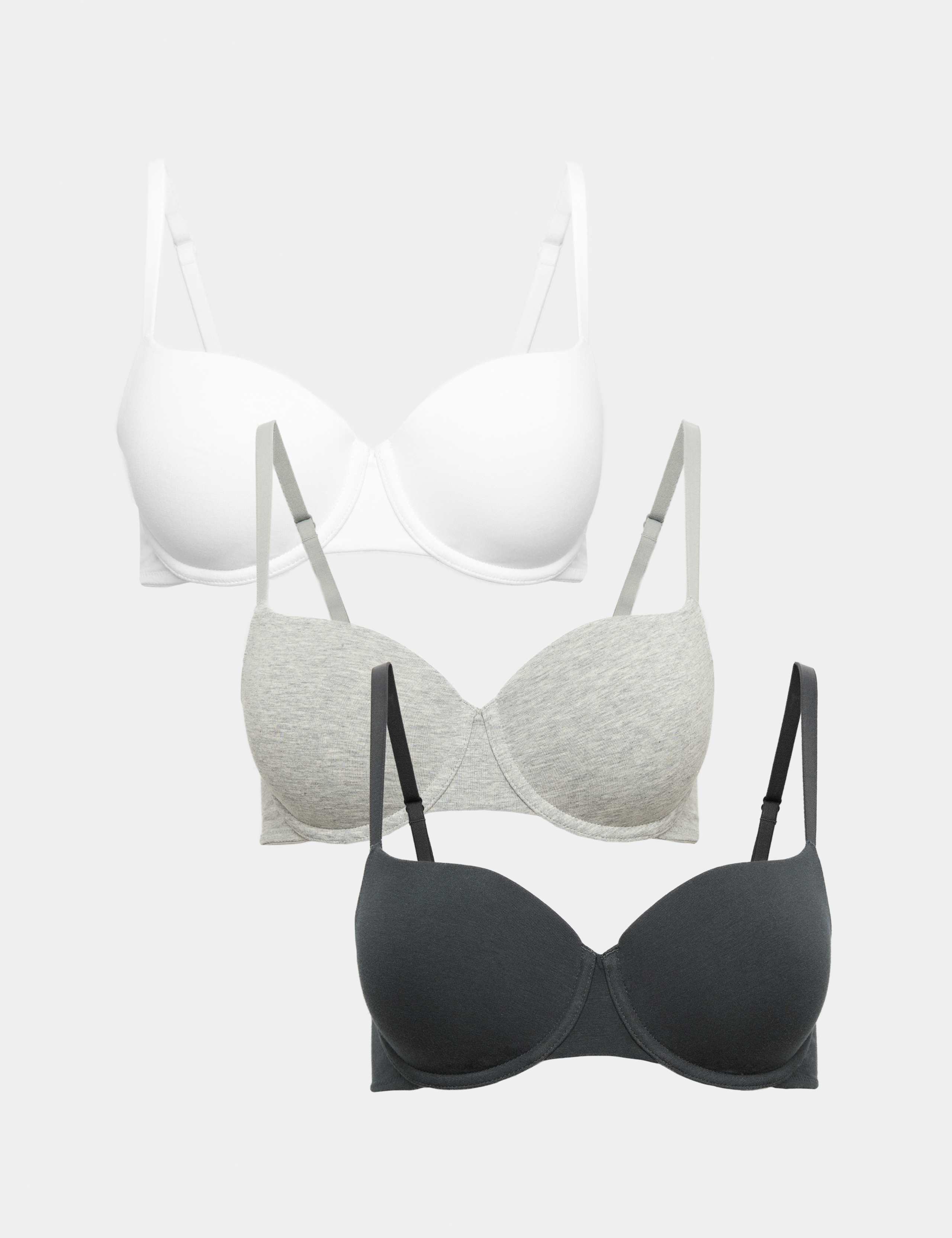 3pk Cotton Rich Wired Balcony Bras A-E