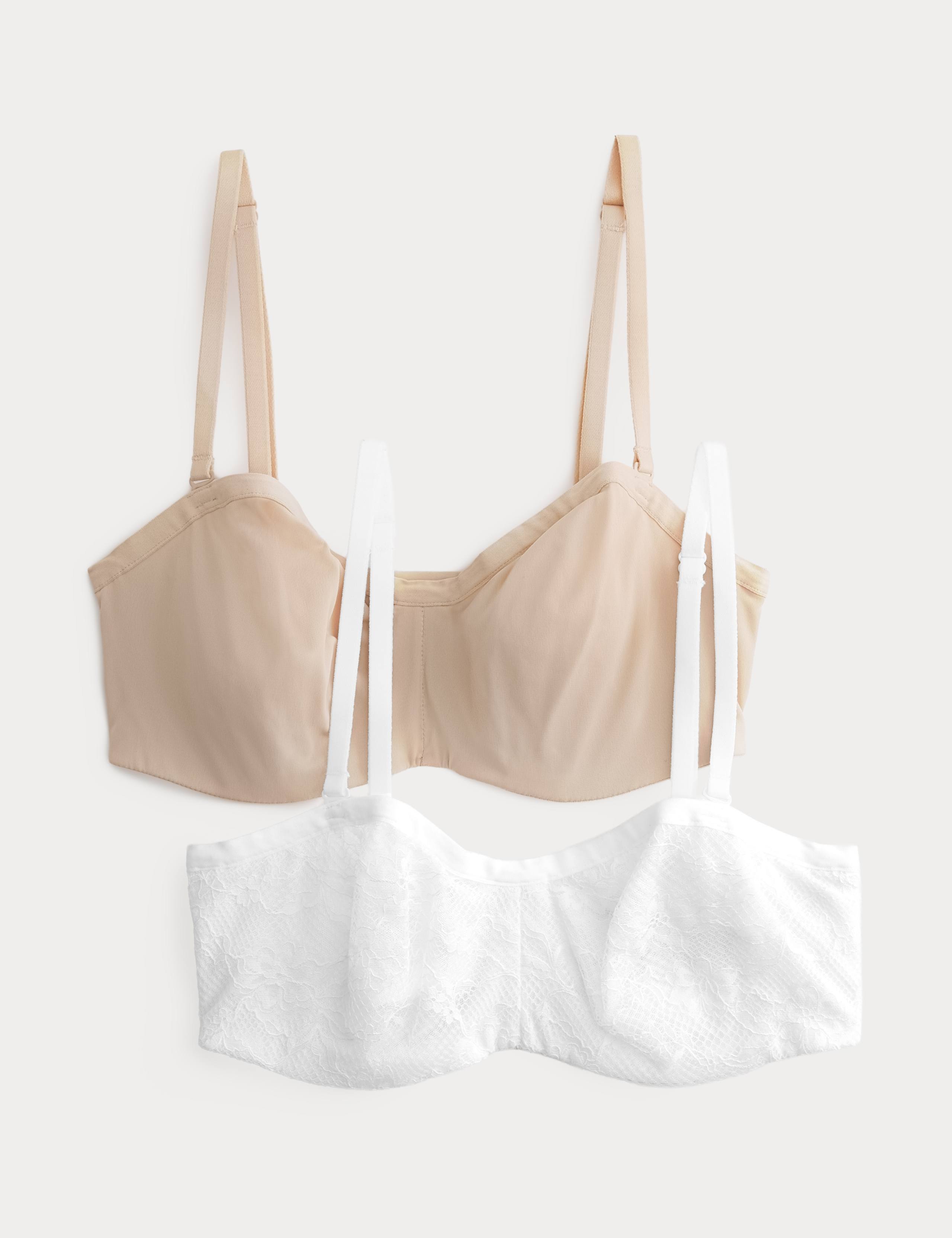 2 Pack Jasmine Lace Wired Strapless Bras (A-E)