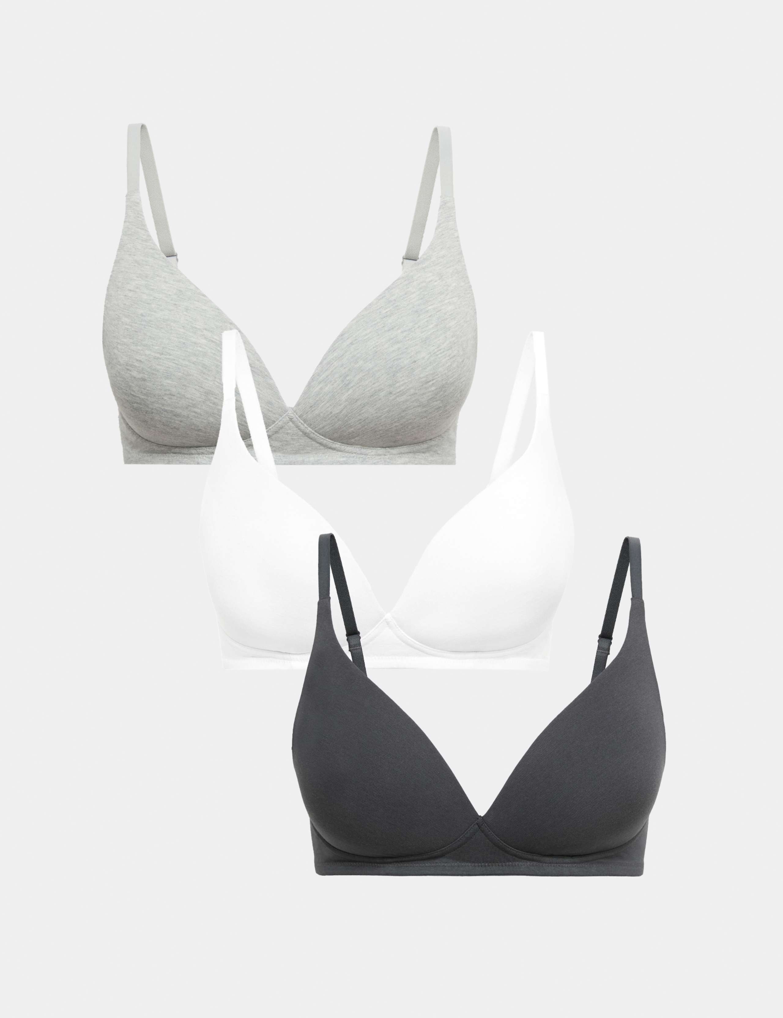 3pk Non Wired Plunge T-Shirt Bras A-E