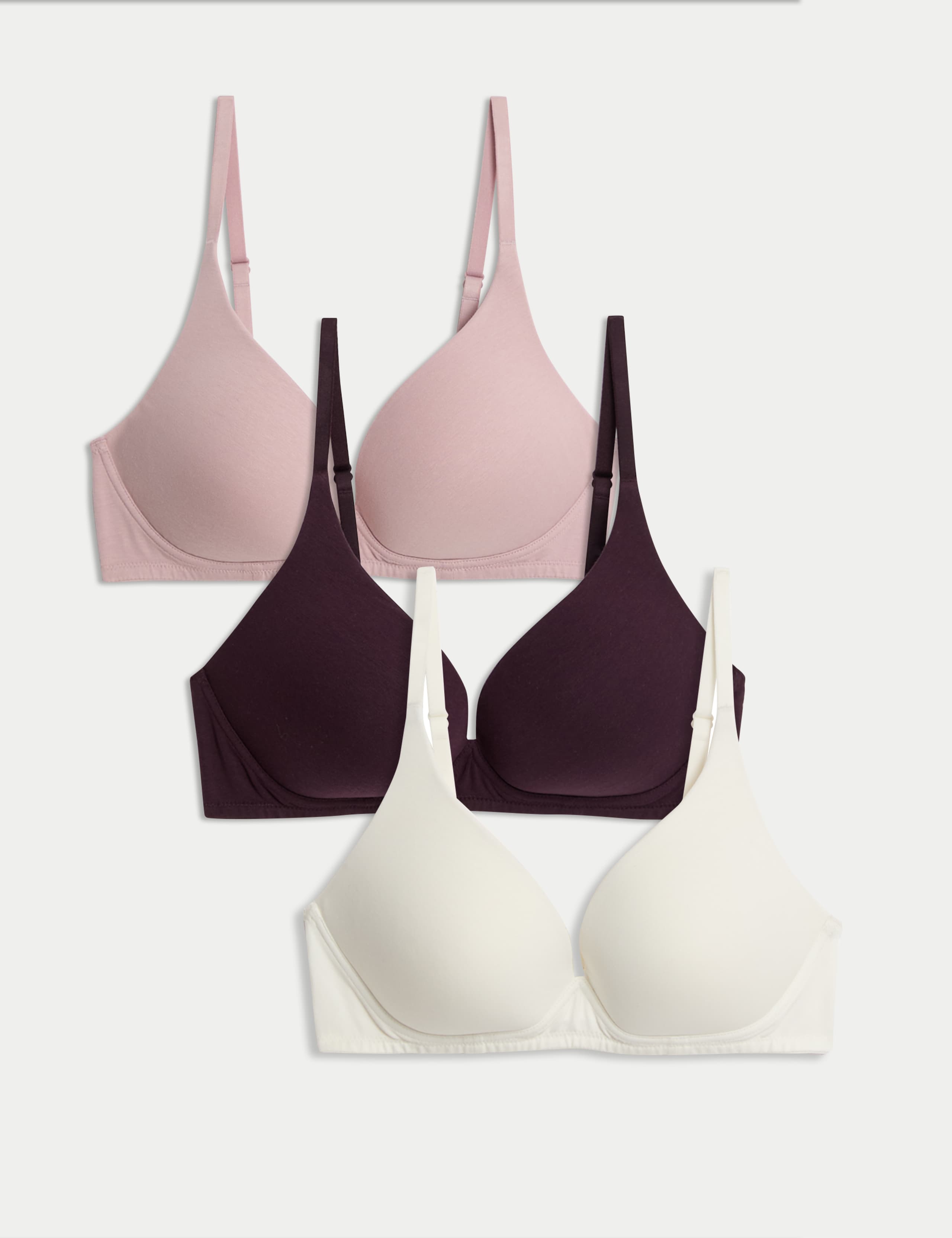 3pk Non Wired Plunge T-Shirt Bras A-E