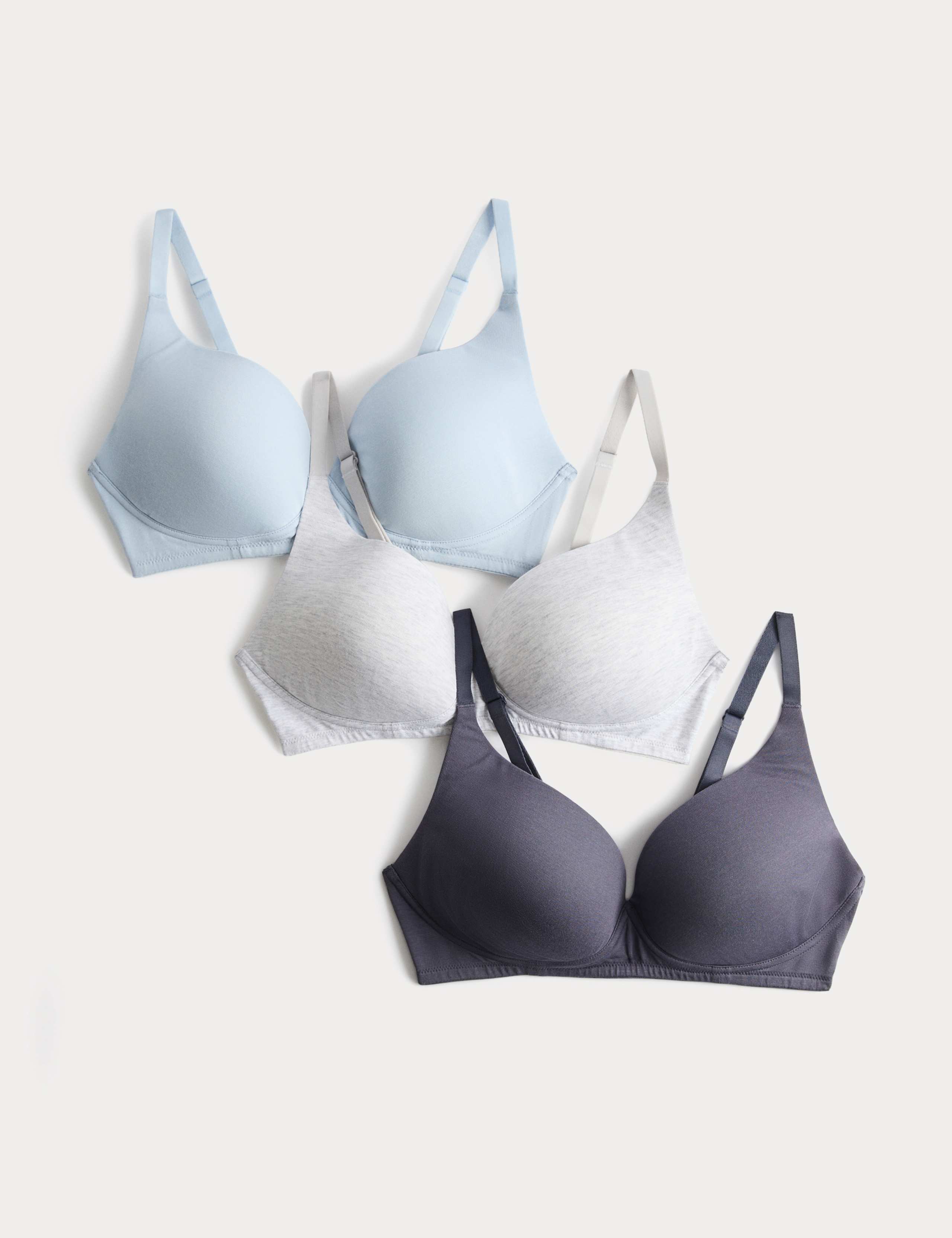 3pk Non Wired Plunge T-Shirt Bras A-E