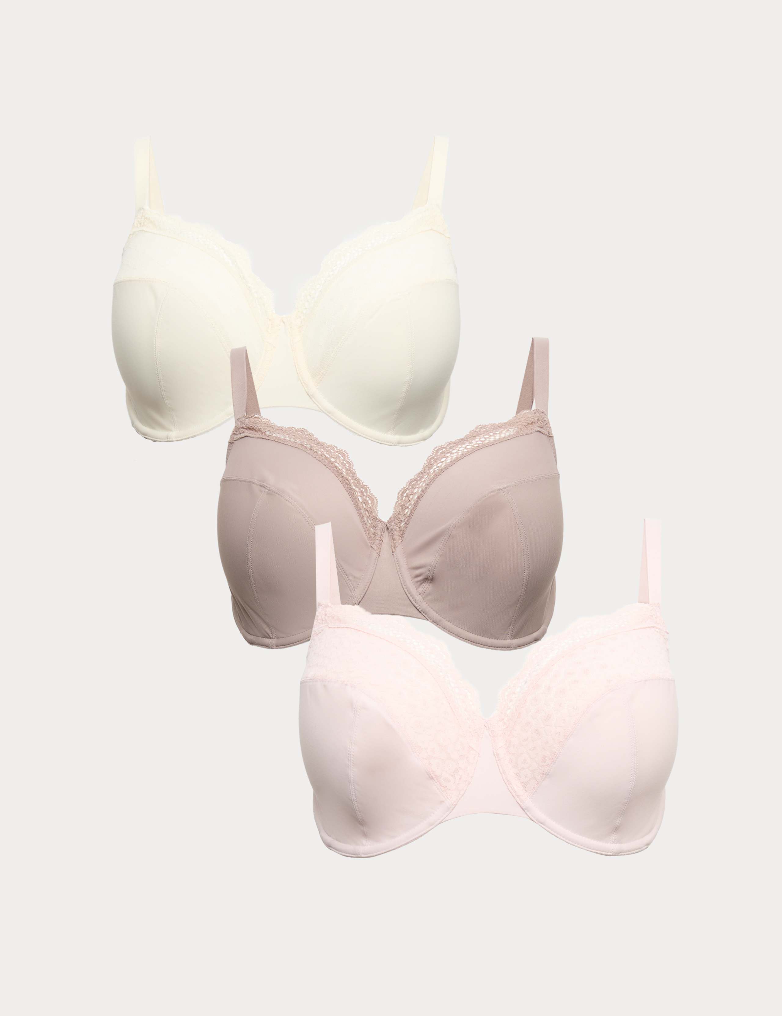 3pk Wired Full Cup Bras F-H