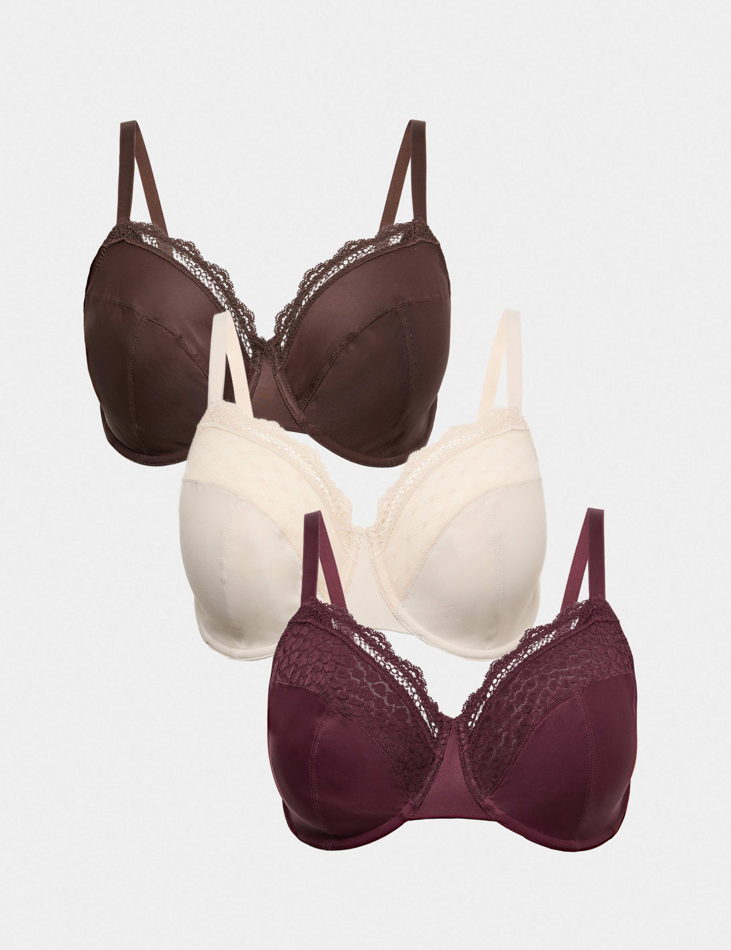 3pk Wired Full Cup Bras F-H