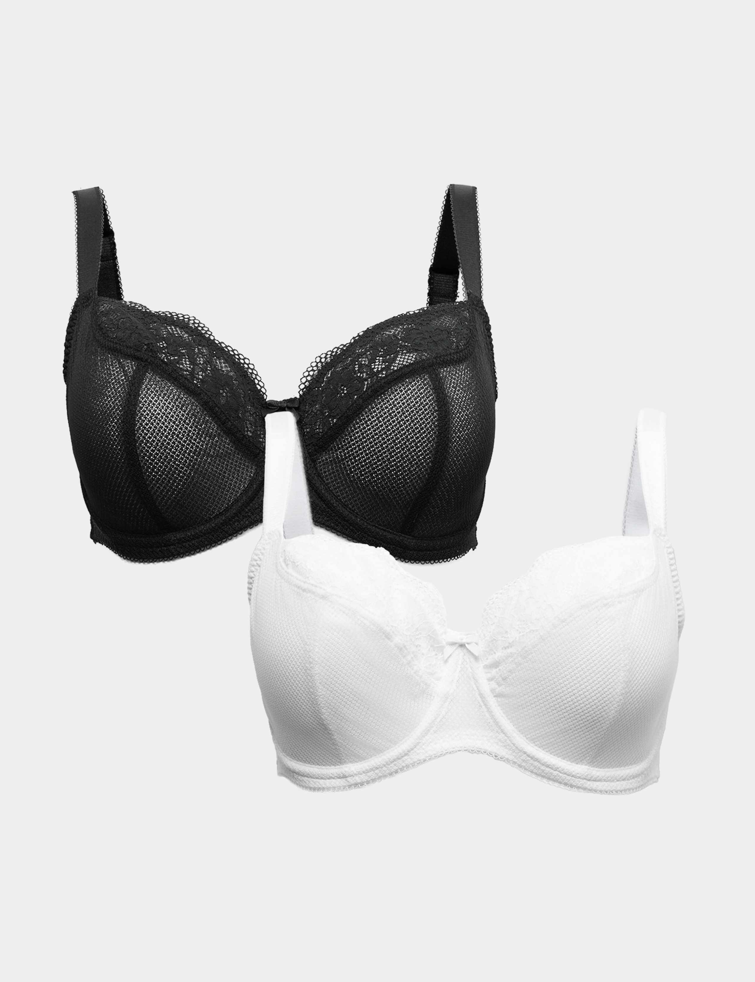 2 Pack Jasmine Lace Wired Balcony Bras (F+)