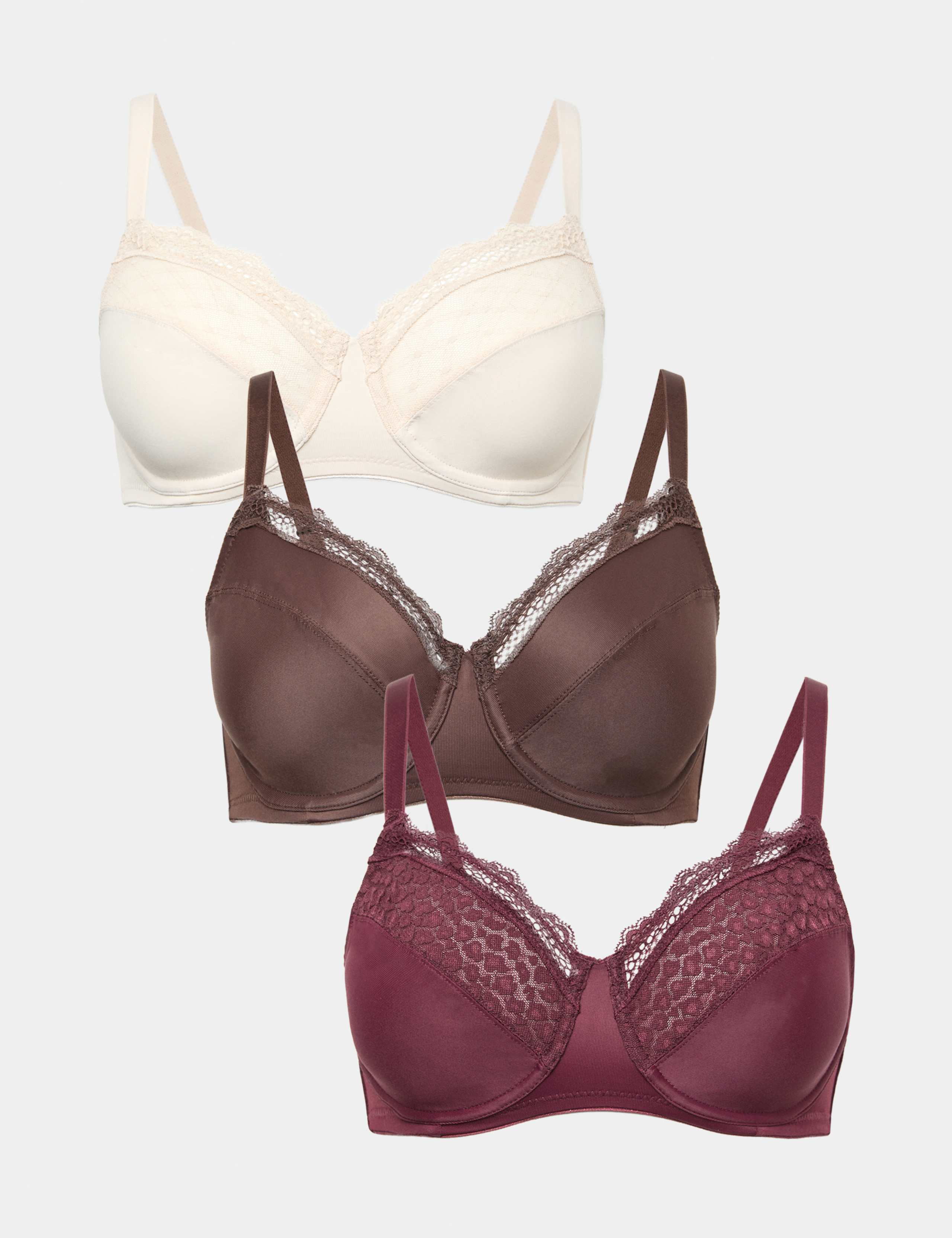 3pk Wired Full Cup Minimiser Bras C-H