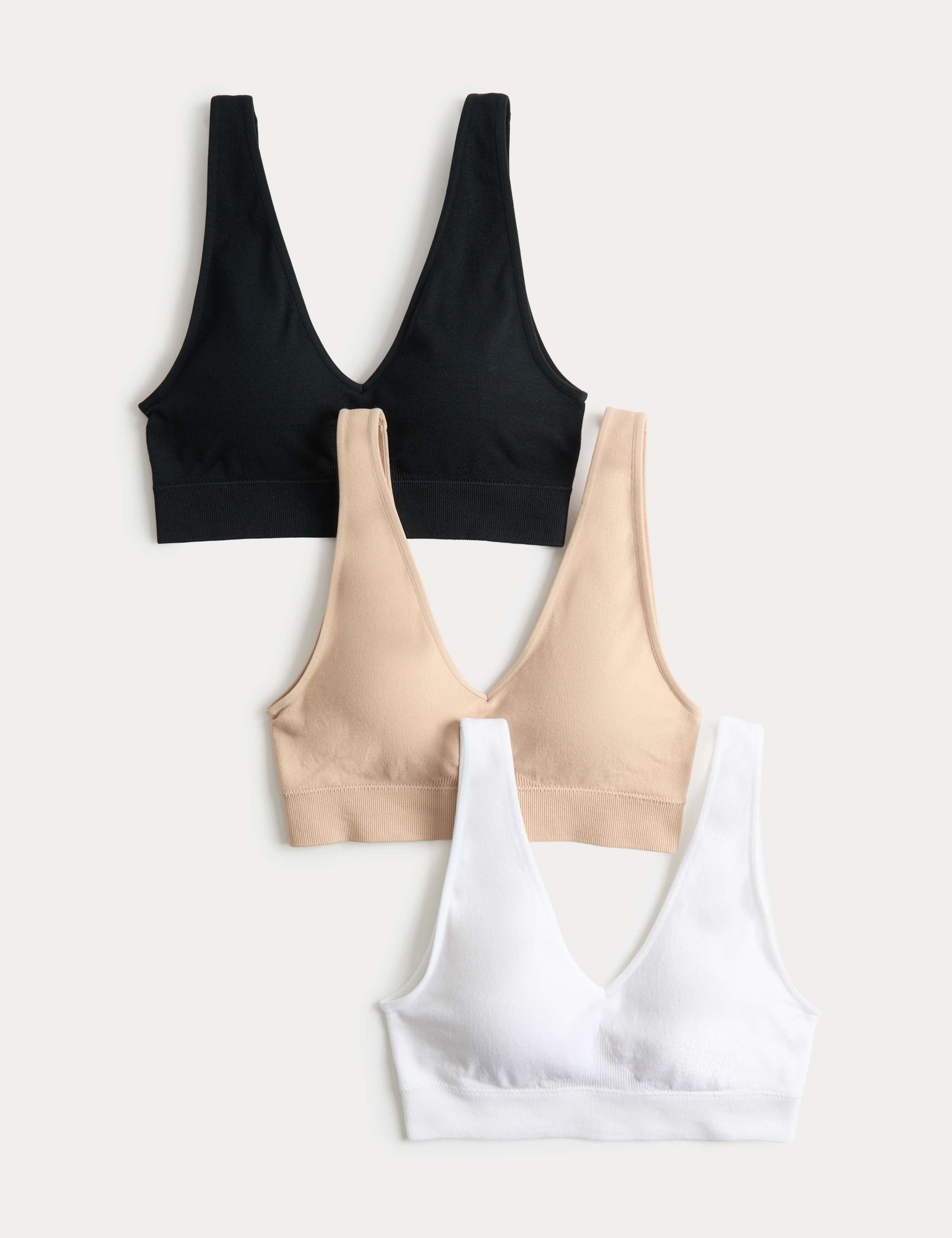 3 Pack Seamless V-Neck Crop Tops