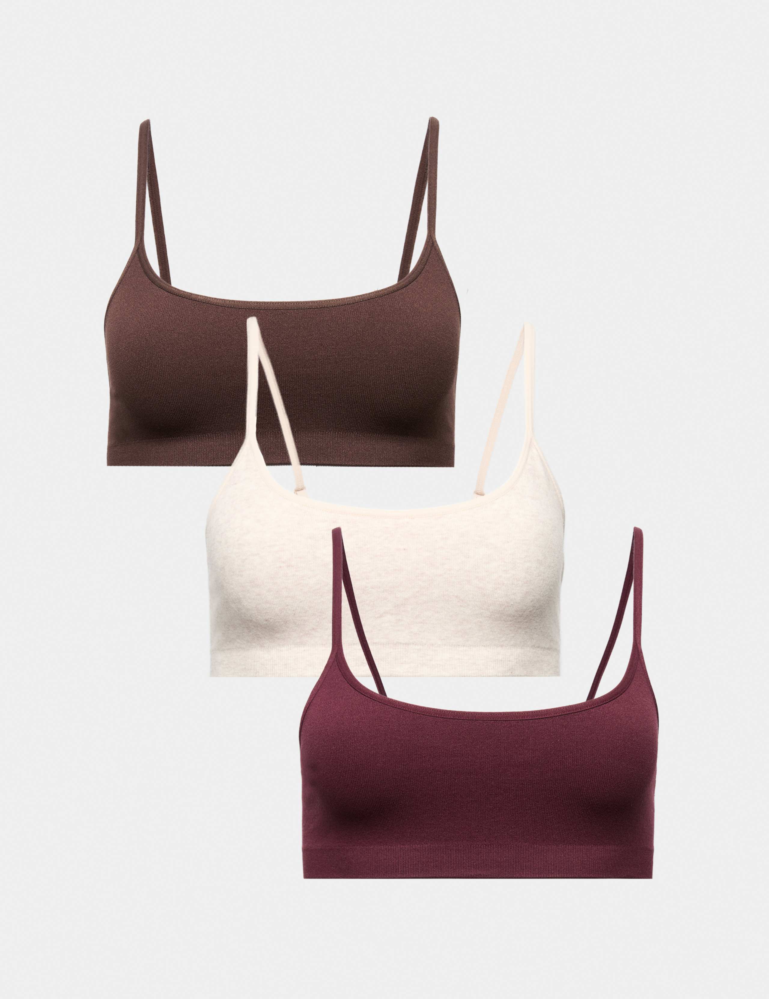 3 Pack Seamless Non Wired Micro Crop Tops