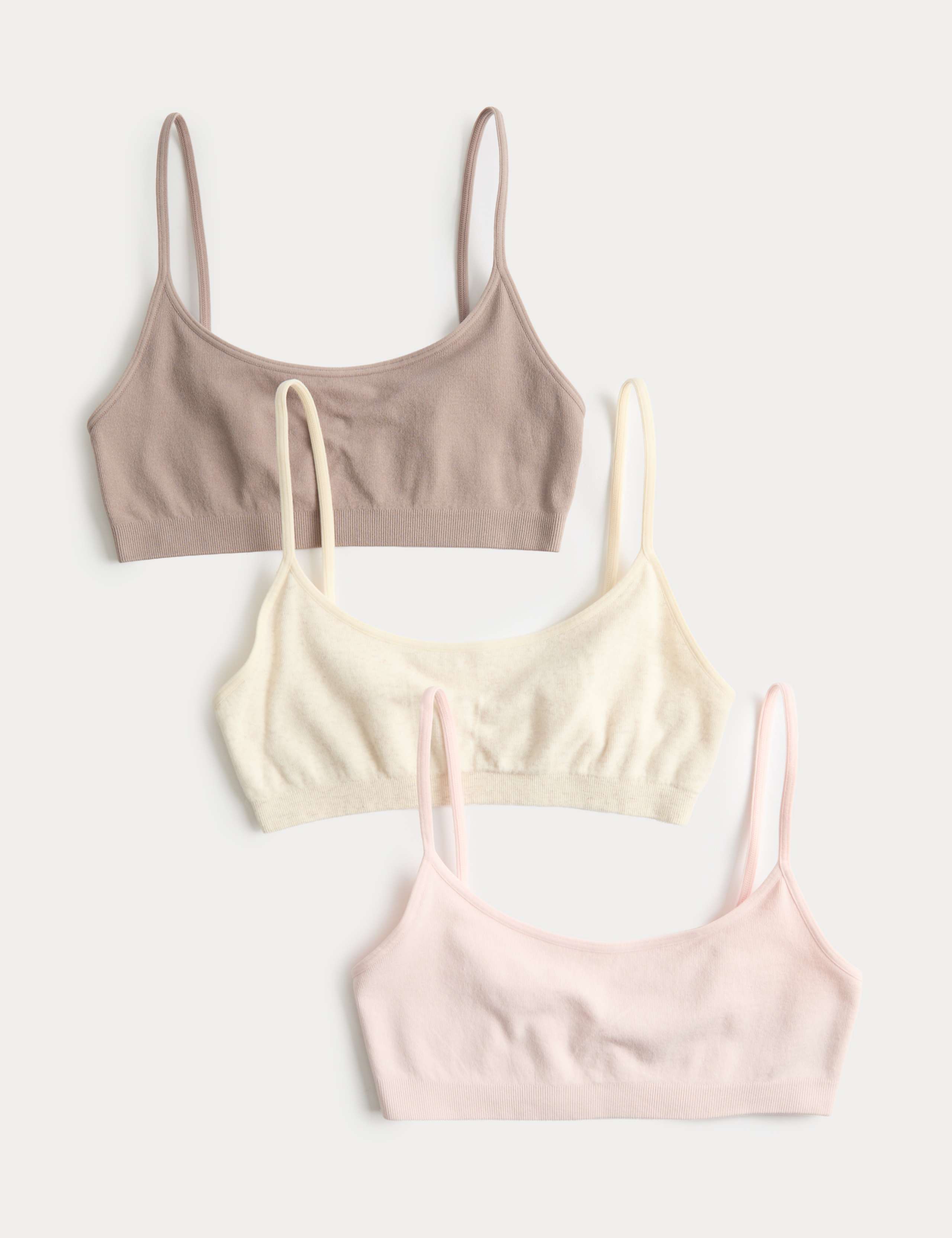 3 Pack Microfibre Seamless Non Wired Crop Tops