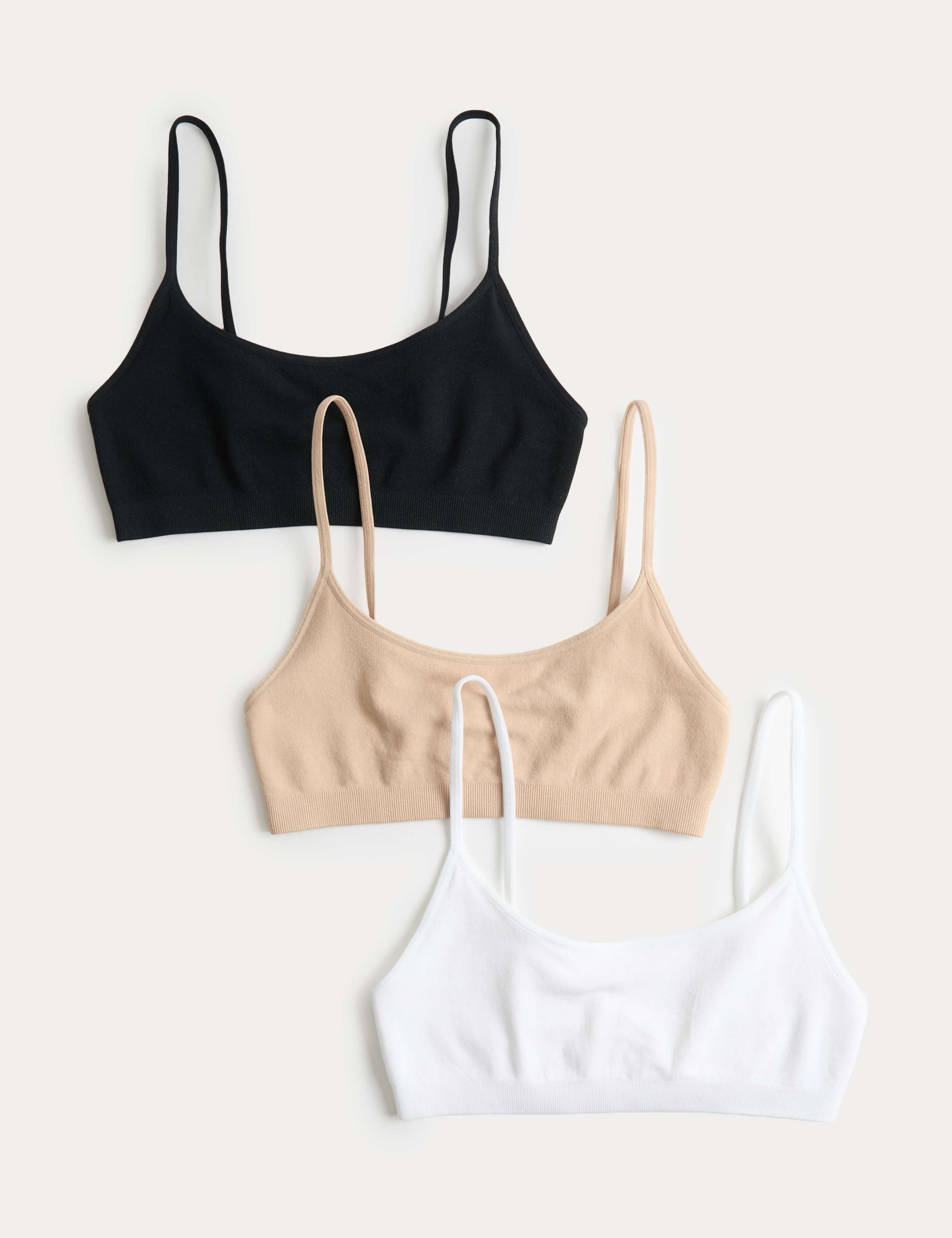 3 Pack Seamless Non Wired Micro Crop Tops