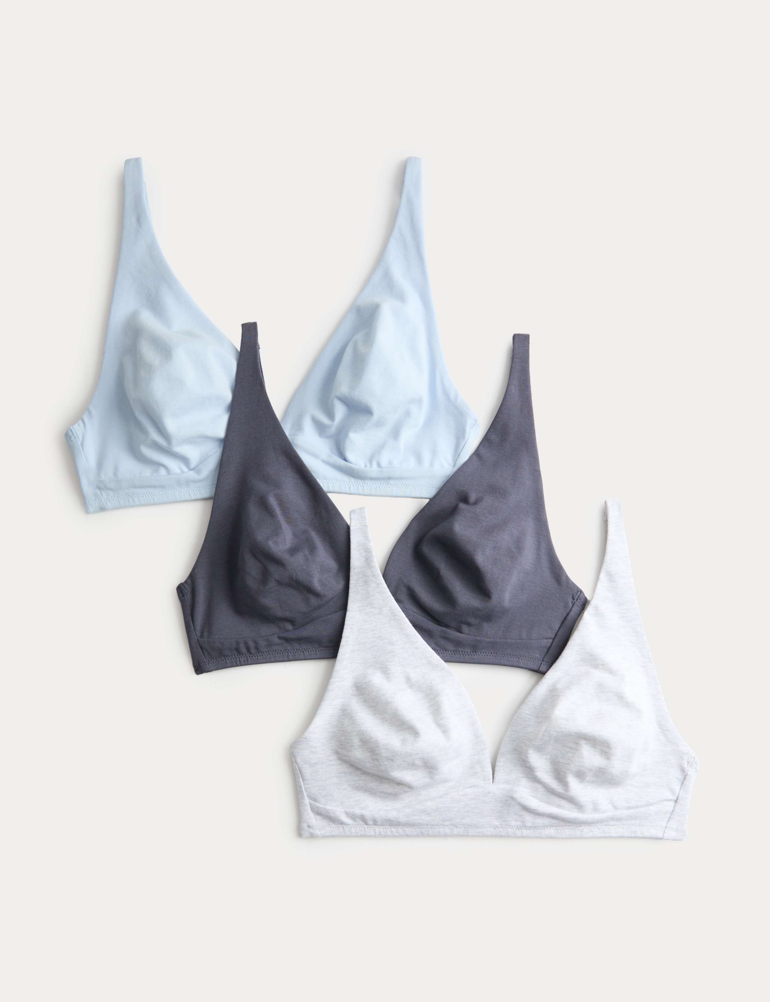3 Pack Cotton Rich Non Wired Full Cup Bras (A-E)