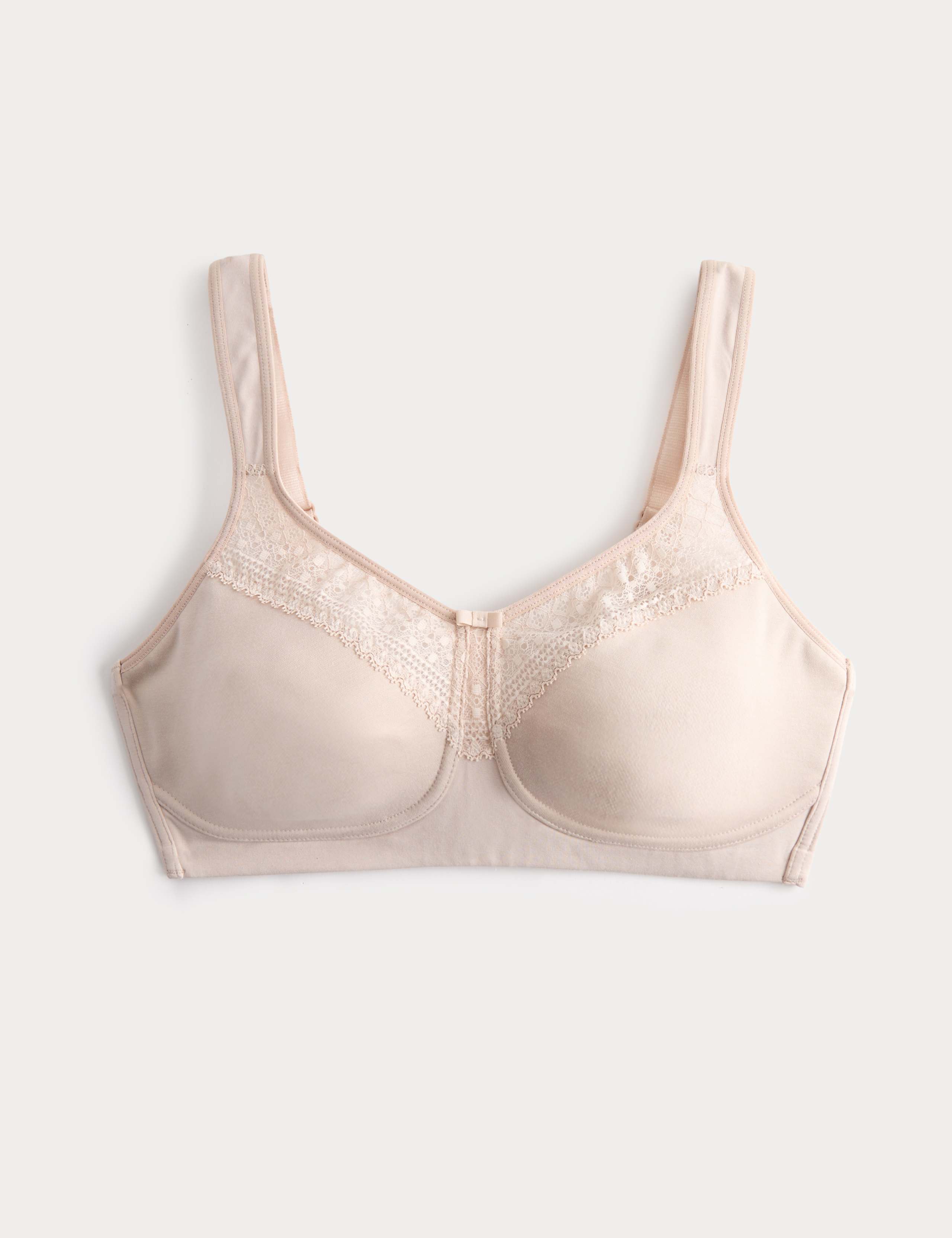 Cotton Blend & Lace Non Wired Total Support Bra B-H