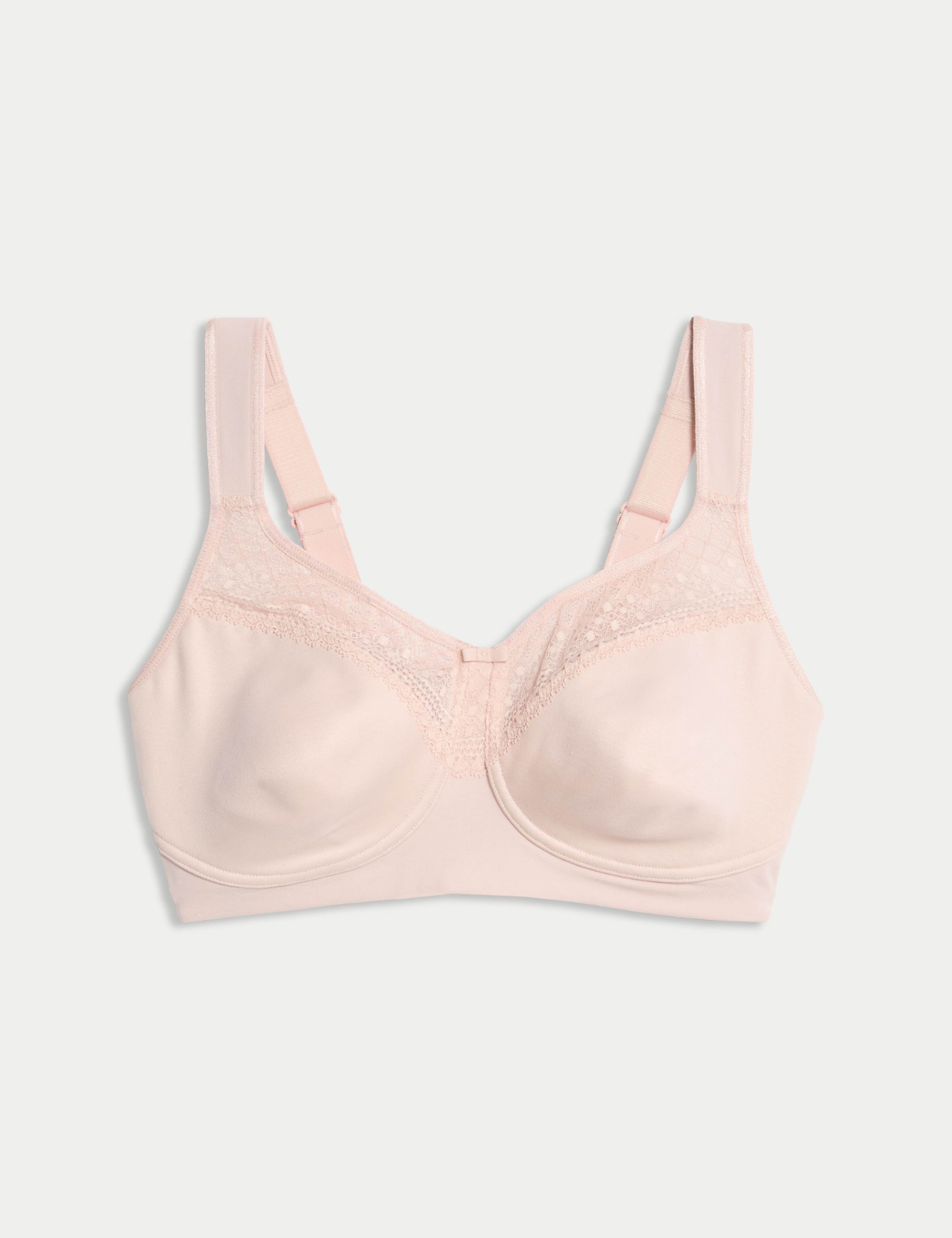 Cotton Blend & Lace Non Wired Total Support Bra B-H