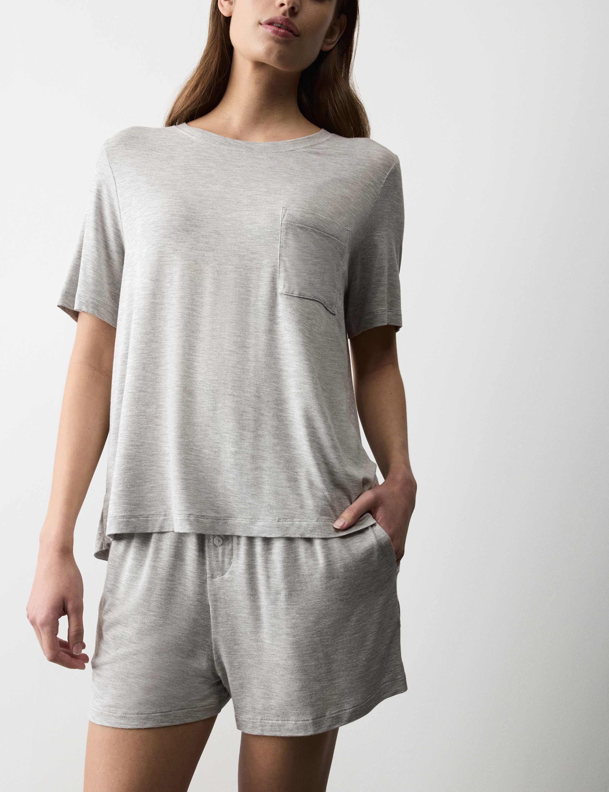 Button Fly Detail Pyjama Shorts