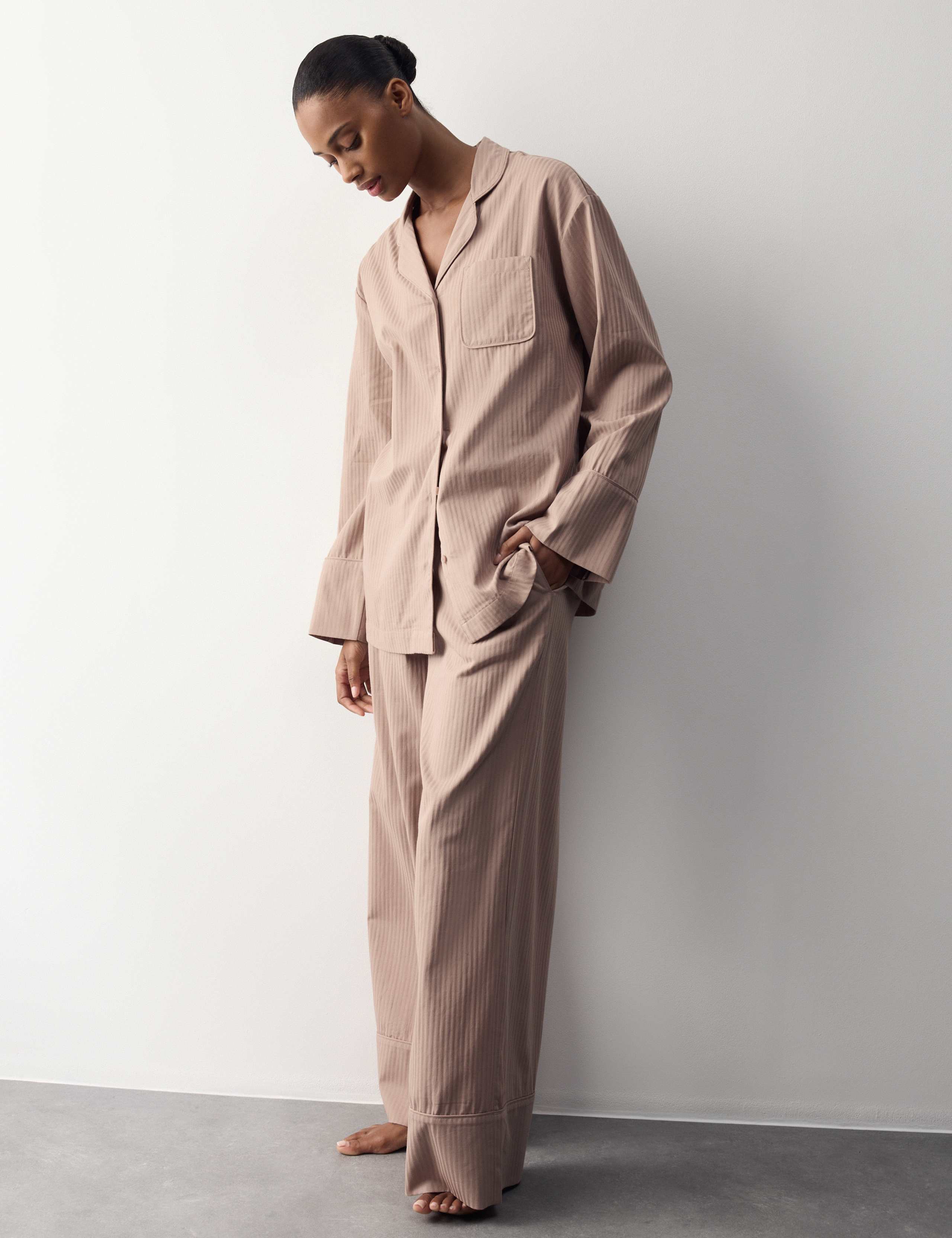 Pure Cotton Striped Revere Pyjama Set