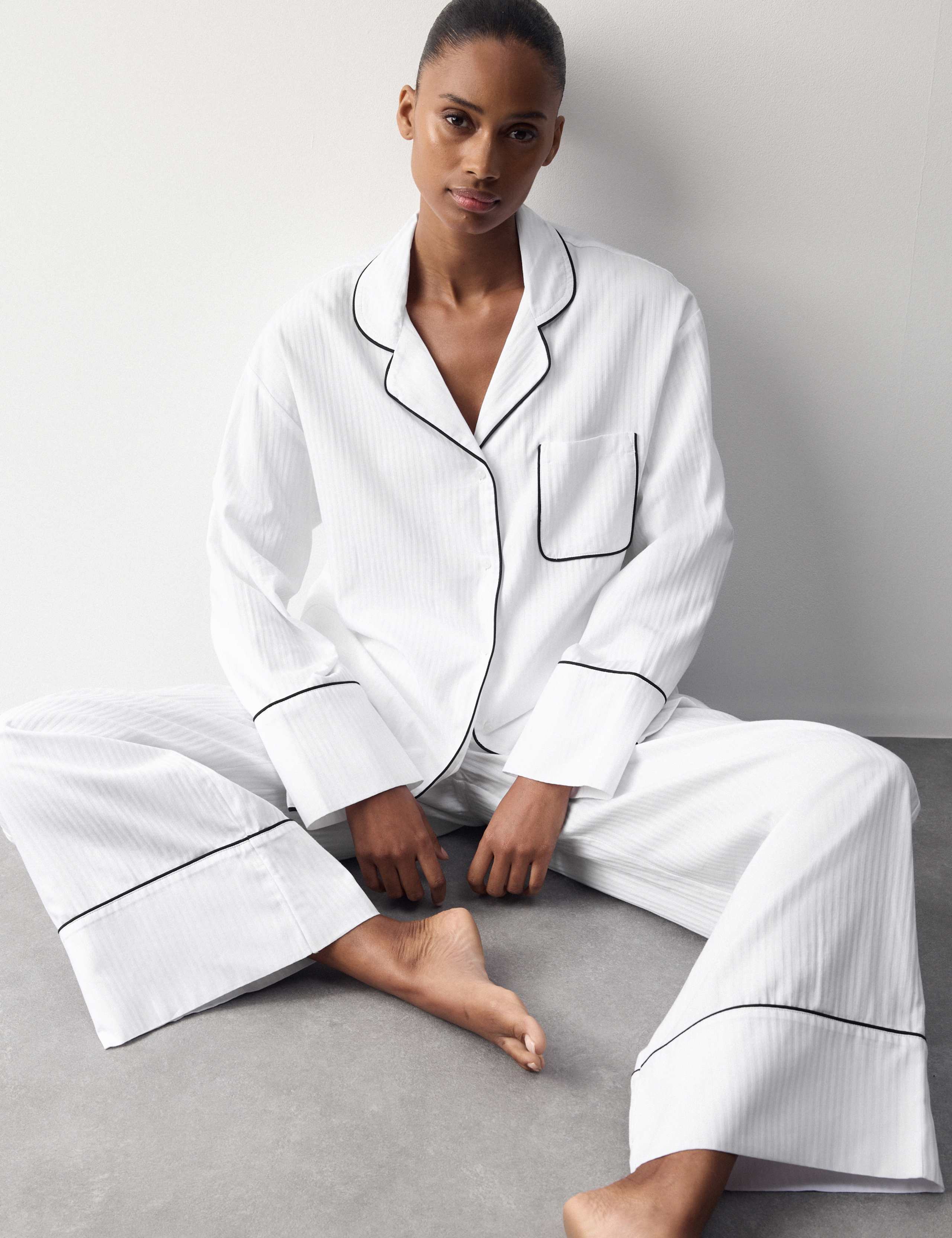 Pure Cotton Striped Revere Pyjama Set
