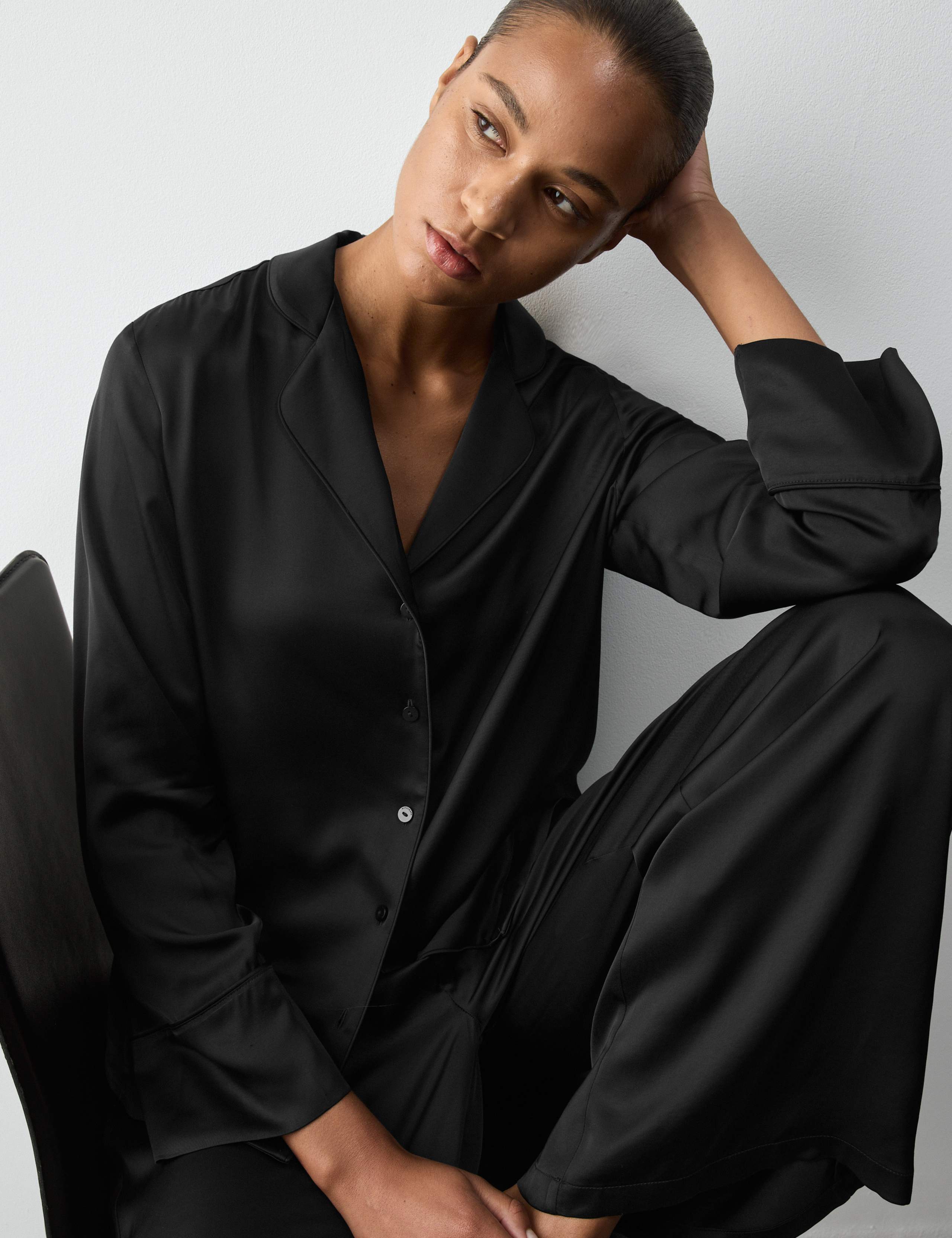 Premium Satin Revere Pyjama Top