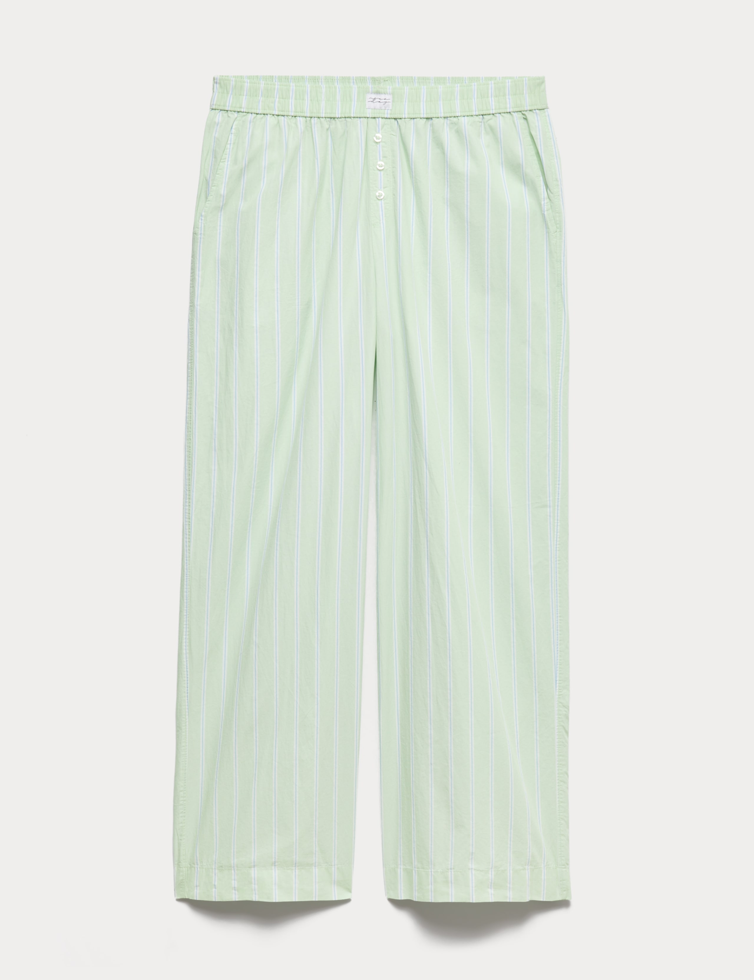 Pure Cotton Striped Wide Leg Pyjama Bottoms