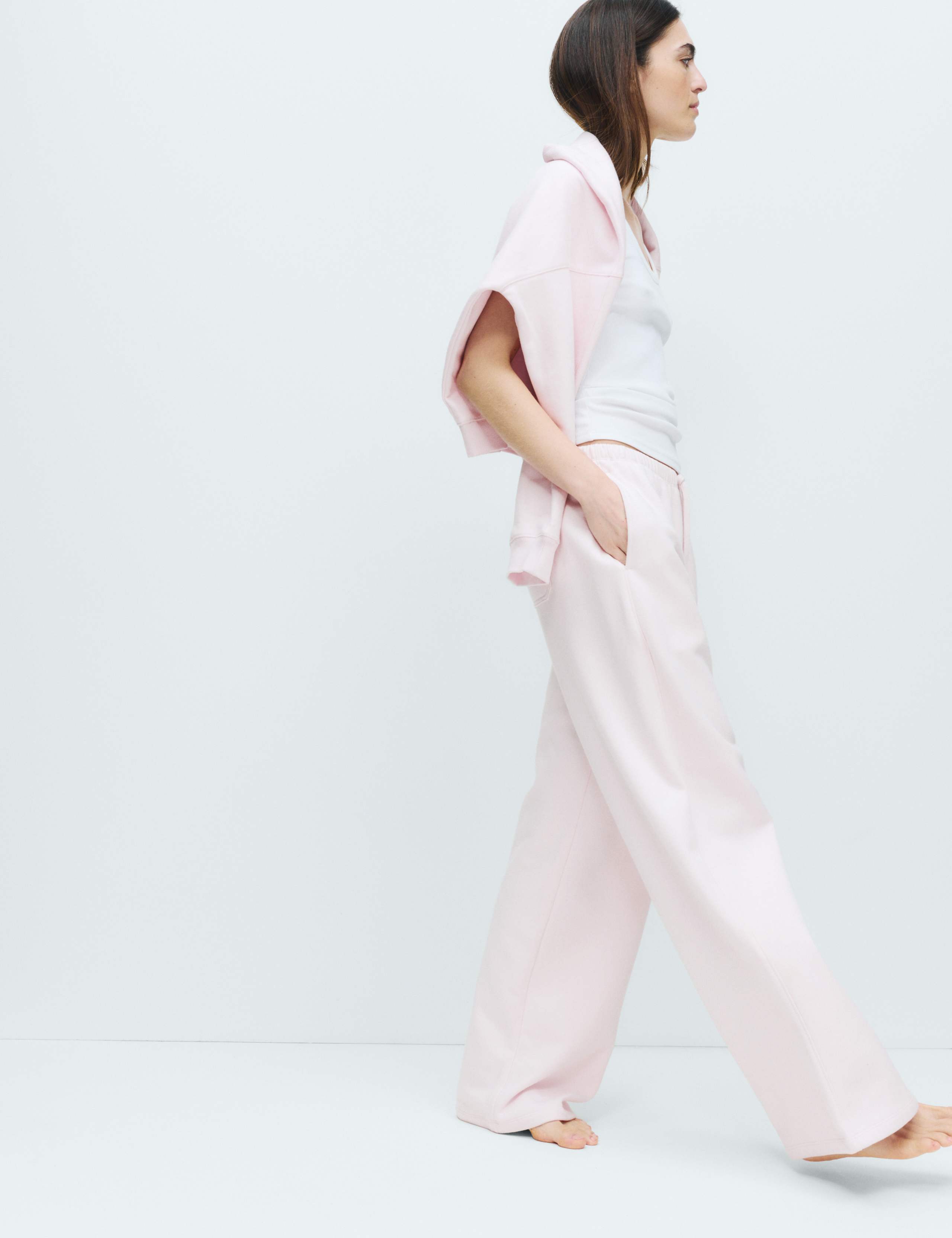 Cotton Rich Brushback Wide Leg Lounge Joggers