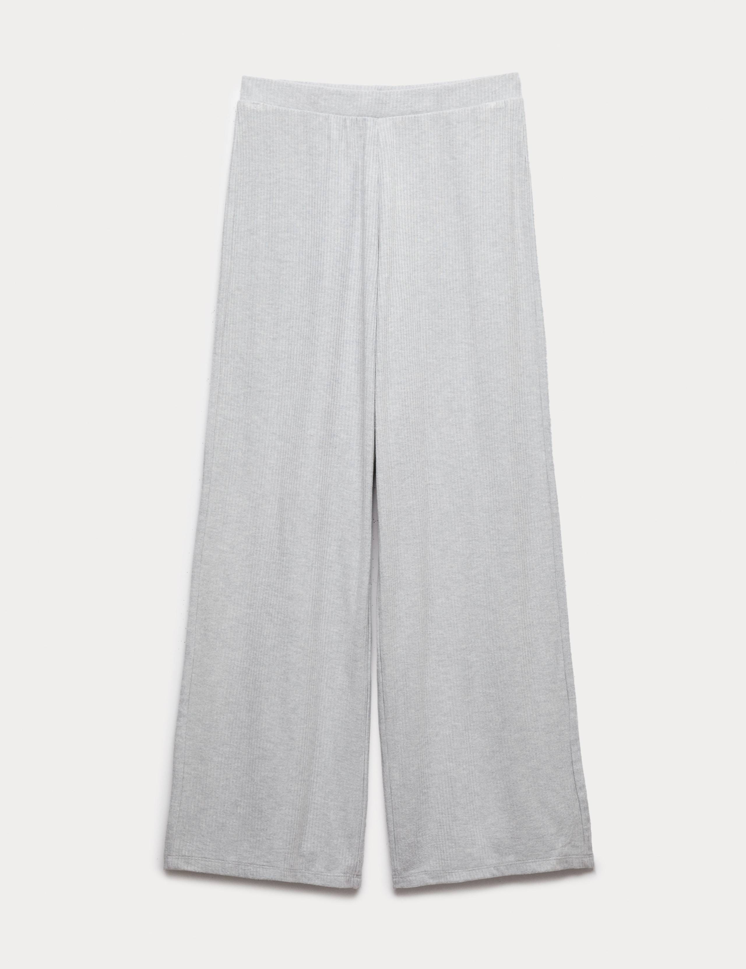 Cosy Knit Ribbed Wide Leg Lounge Joggers