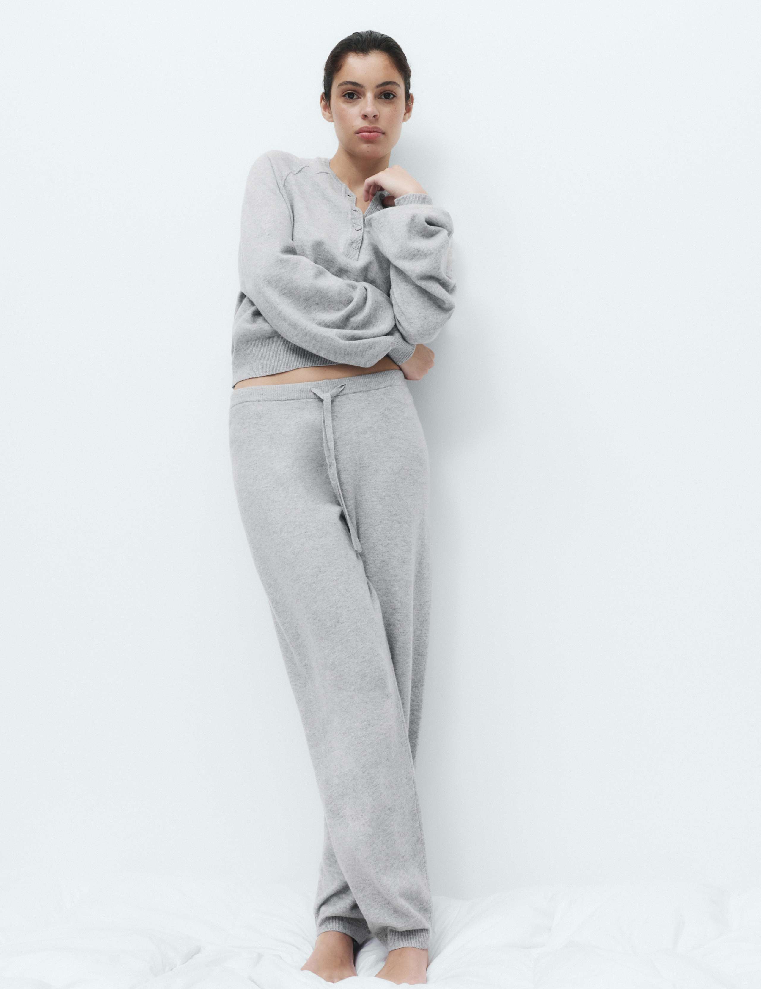 Knitted Barrel Leg Loungewear Bottoms