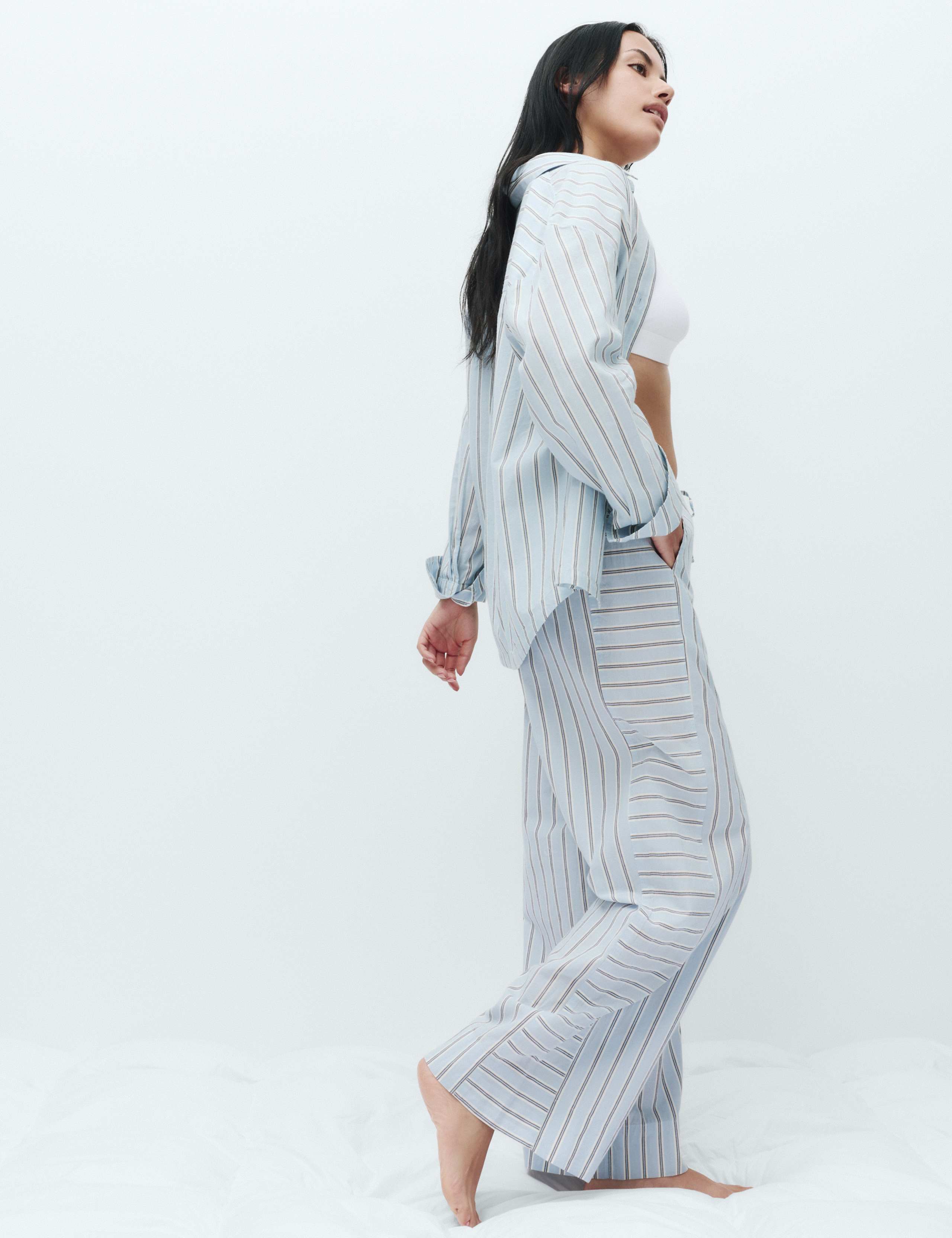 Pure Cotton Cambric Striped Pyjama Bottoms